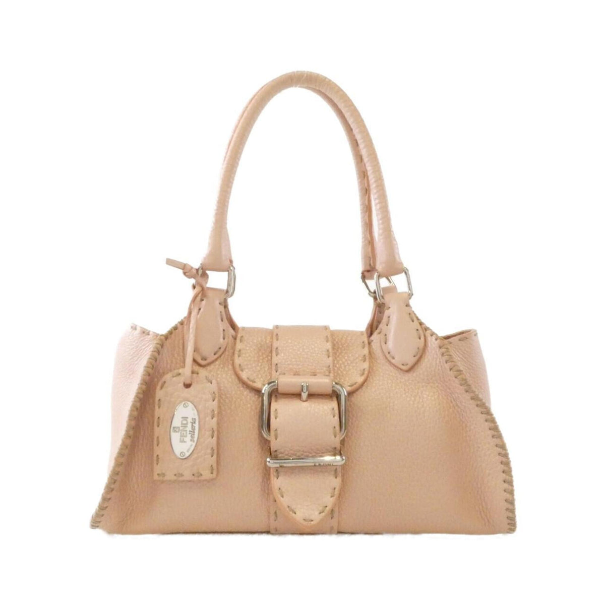 Fendi Beige Beige Pink Leather Shoulder Bag (Pre-Owned)