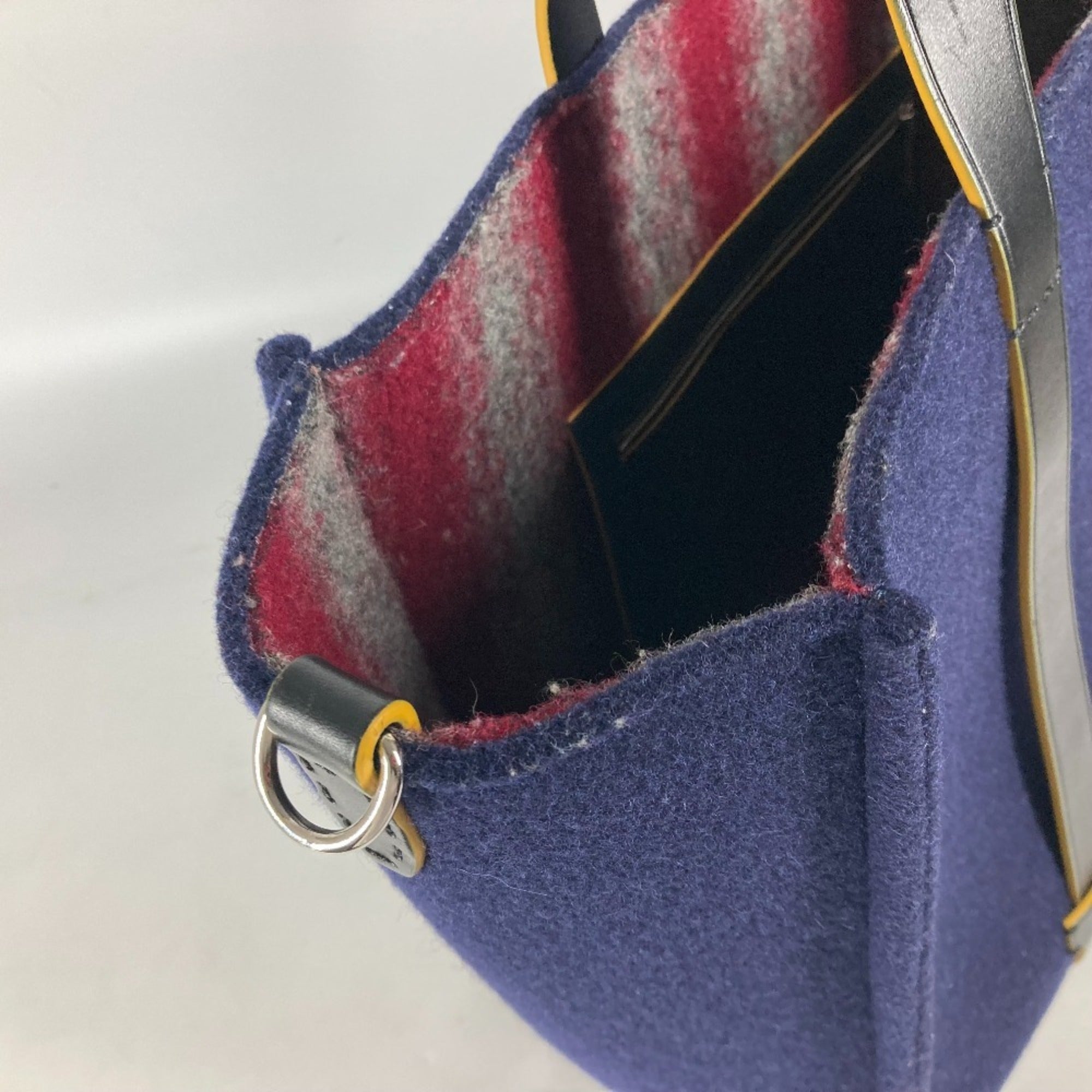 Fendi Navy Wool Shoulder Bag Tote Bag (Pre-Owned)