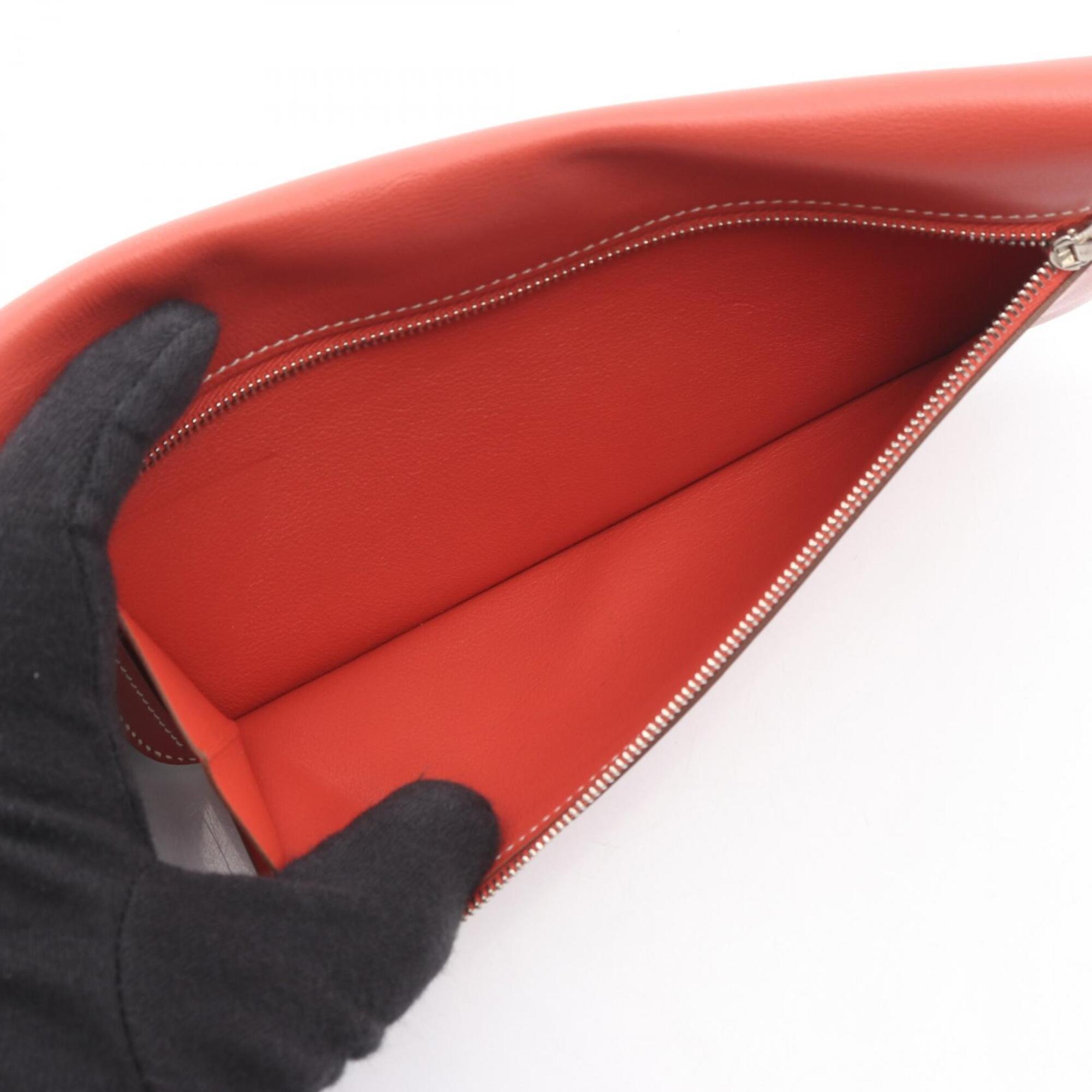 Hermes Bordeaux Pink Swift Leather Leather Long Wallet (Bi-Fold) (Pre-Owned)