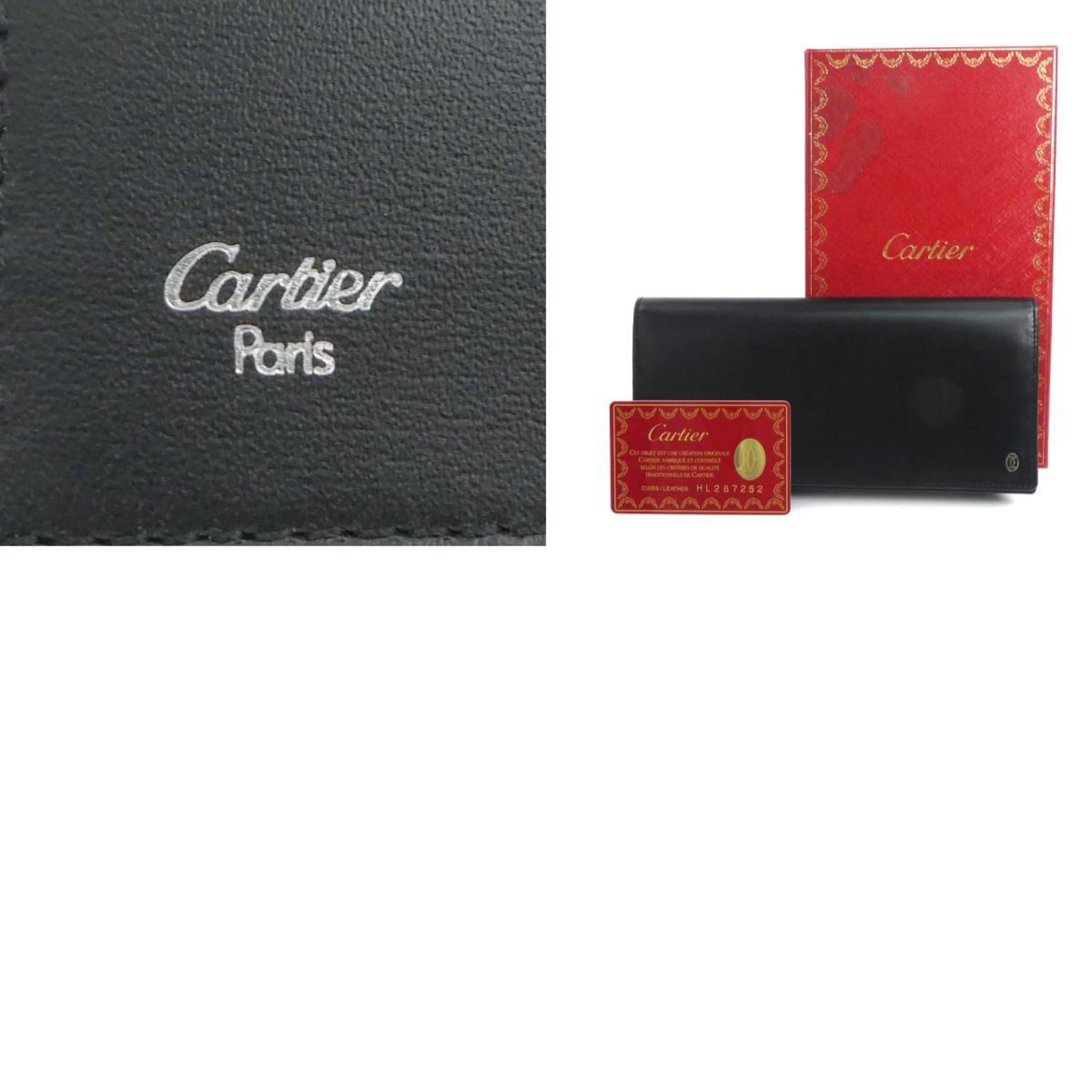 Cartier Black Leather Long Wallet (Bi-Fold) (Pre-Owned)