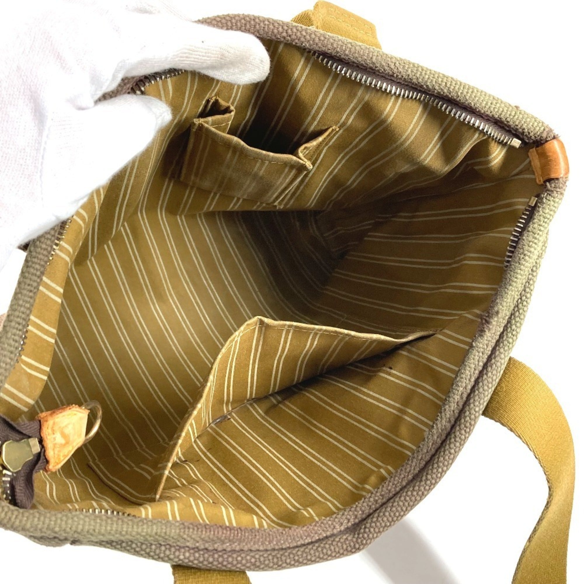 Louis Vuitton Khaki Cotton Shoulder Bag Tote Bag (Pre-Owned)