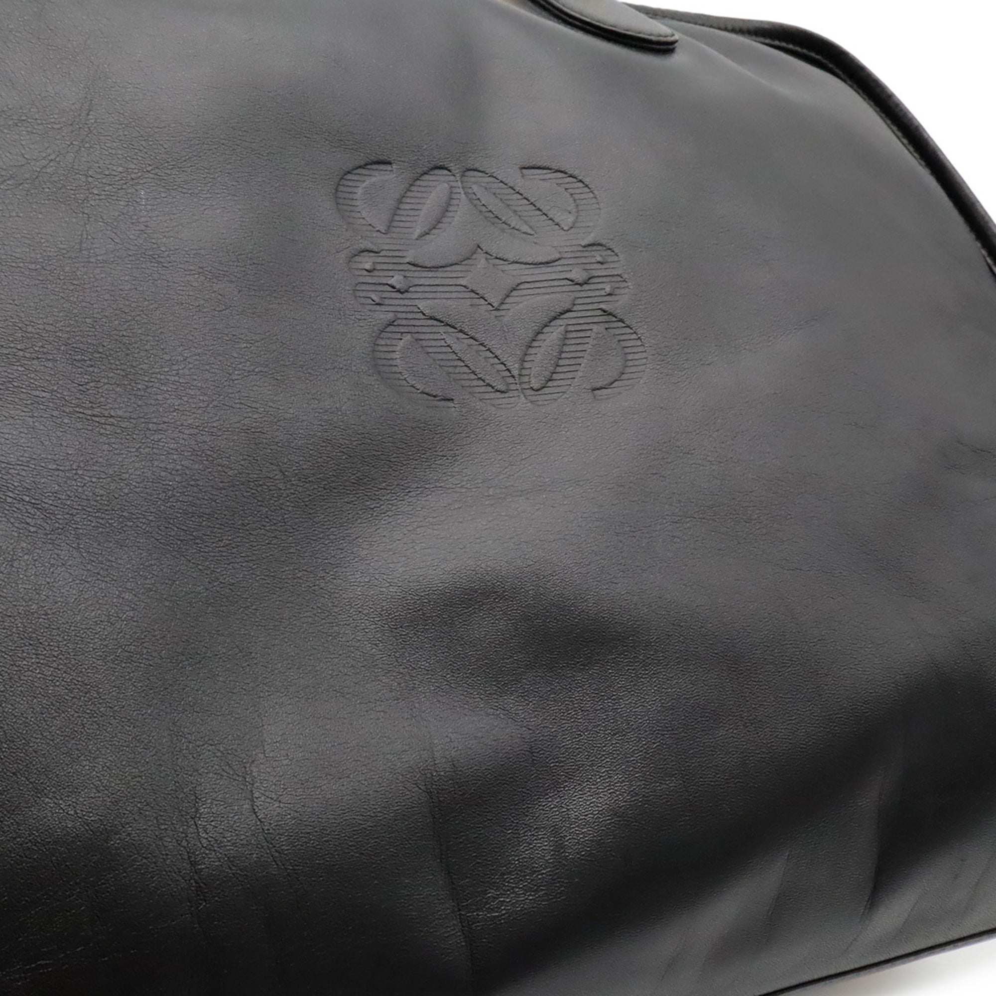 Loewe Amazona Black Leather Boston Bag Handbag (Pre-Owned)