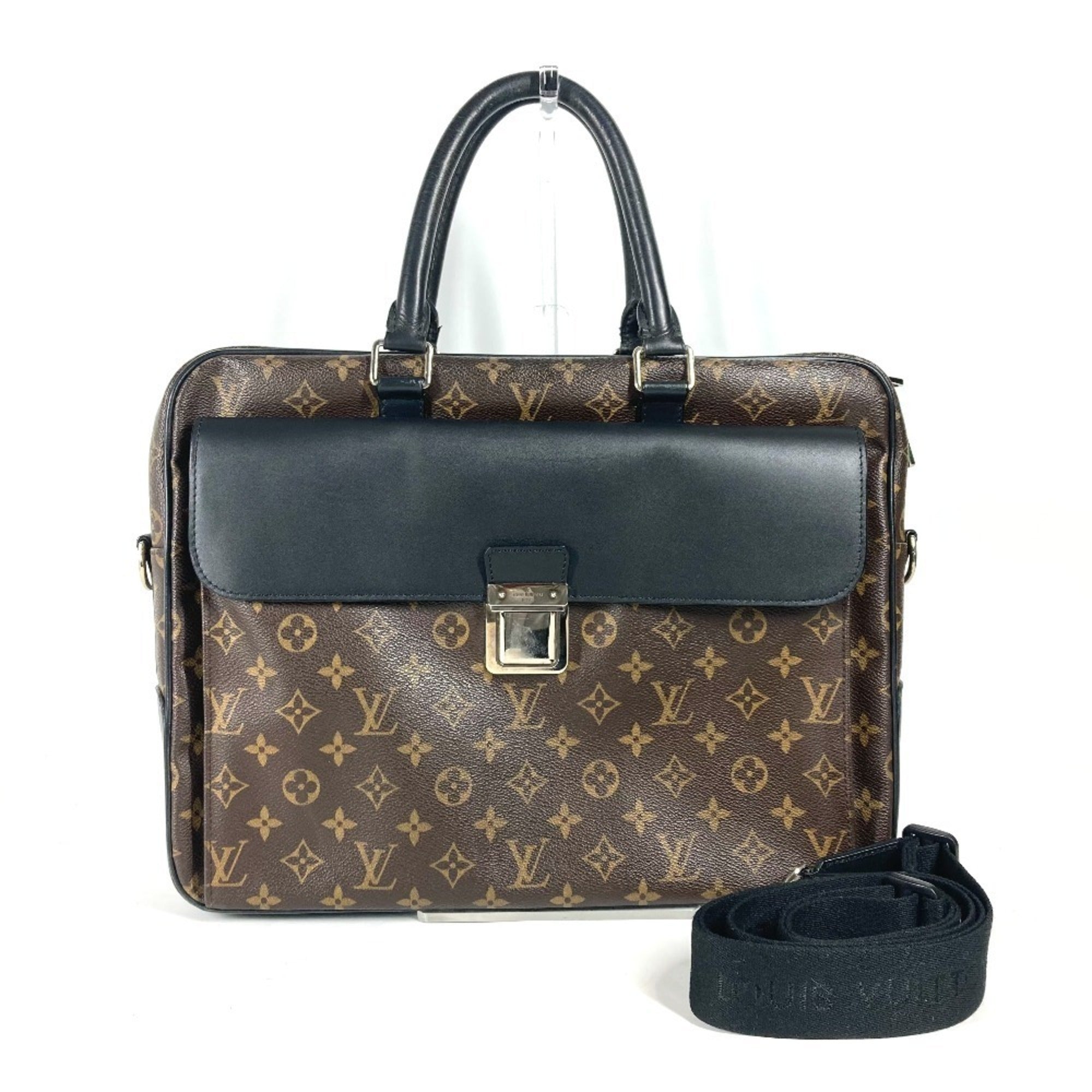 Louis Vuitton Black Brown Monogram Canvas Briefcase Shoulder Bag (Pre-Owned)