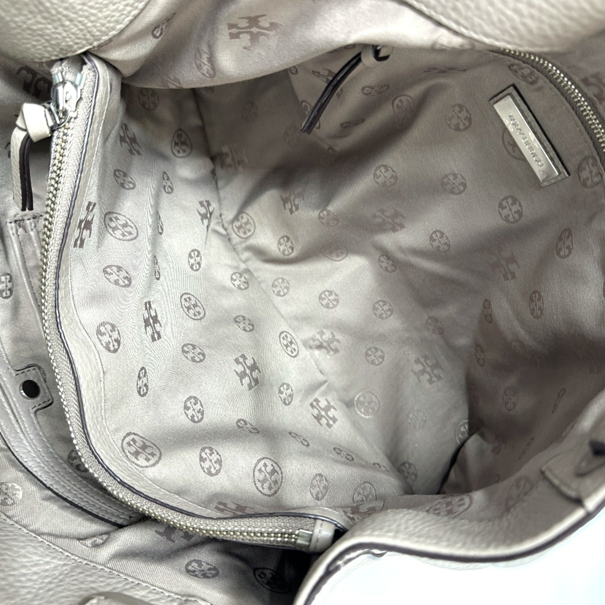 Tory Burch Beige Leather Shoulder Bag Tote Bag (Pre-Owned)