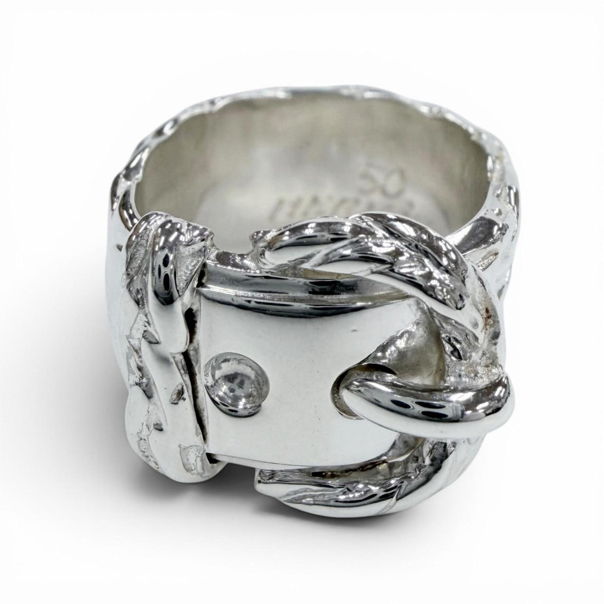 Hermes Silver Silver 925 Band Ring (Pre-Owned)