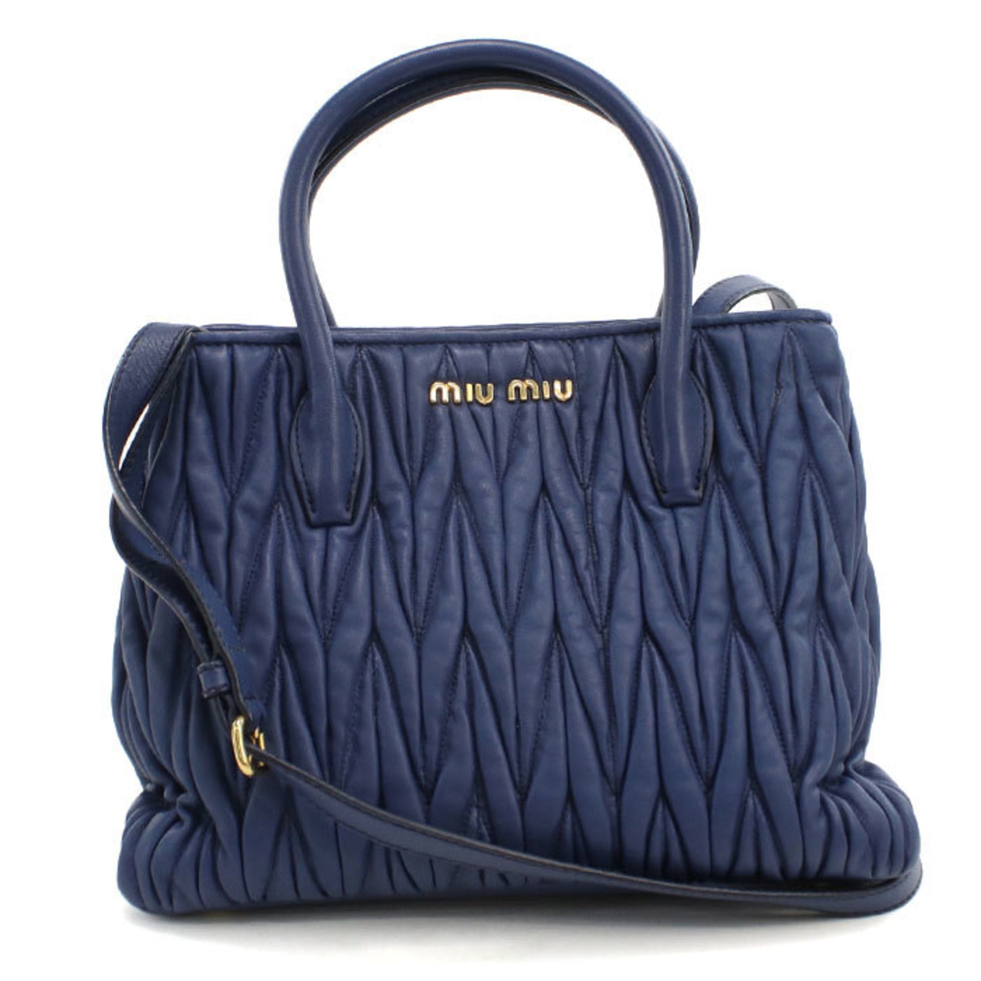 Miu Miu Blue Leather Tote Bag (Pre-Owned)