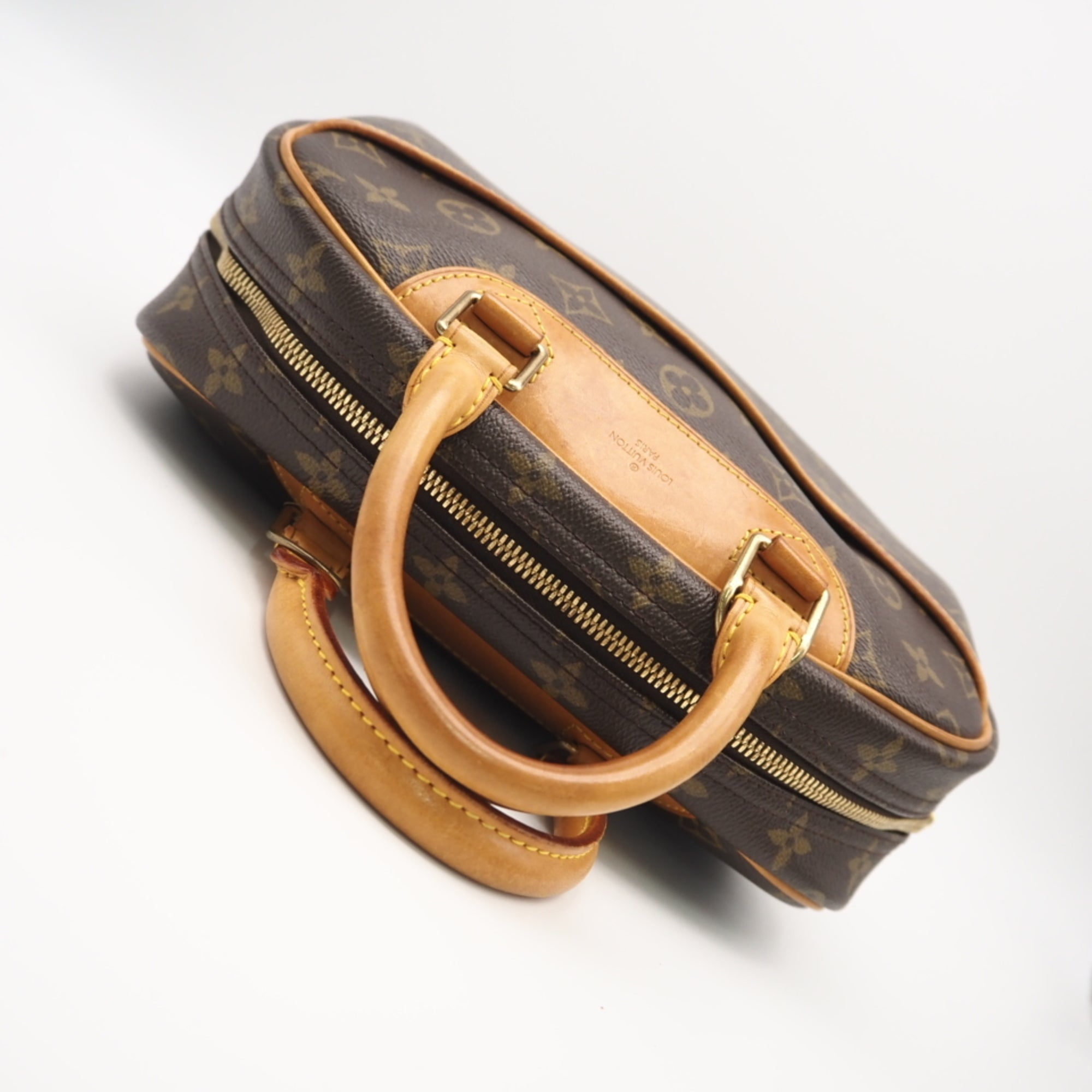 Louis Vuitton Monogram Beige Brown Coated Canvas Leather Handbag (Pre-Owned)