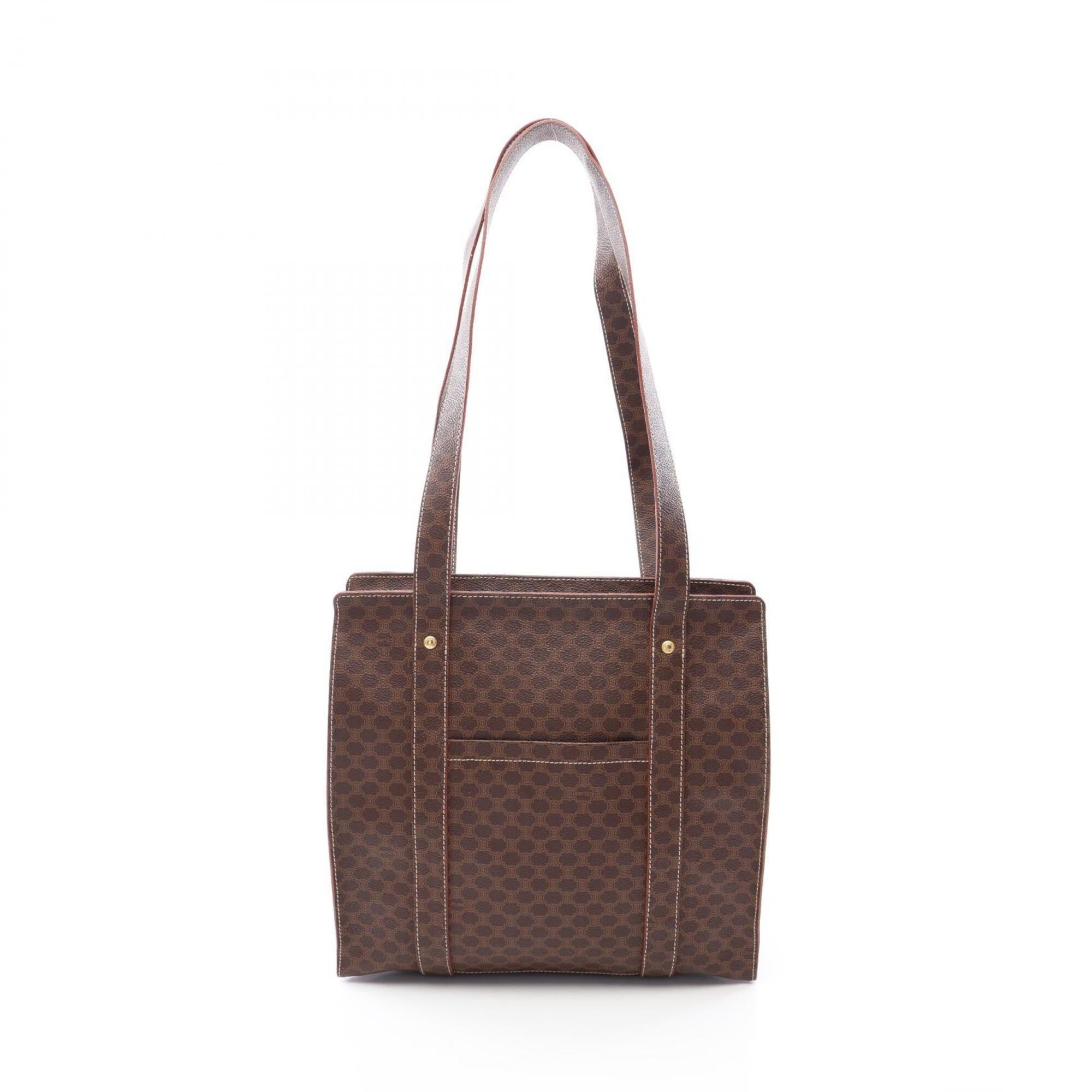 Celine Brown Coated Canvas Leather Handbag Tote Bag (Pre-Owned)