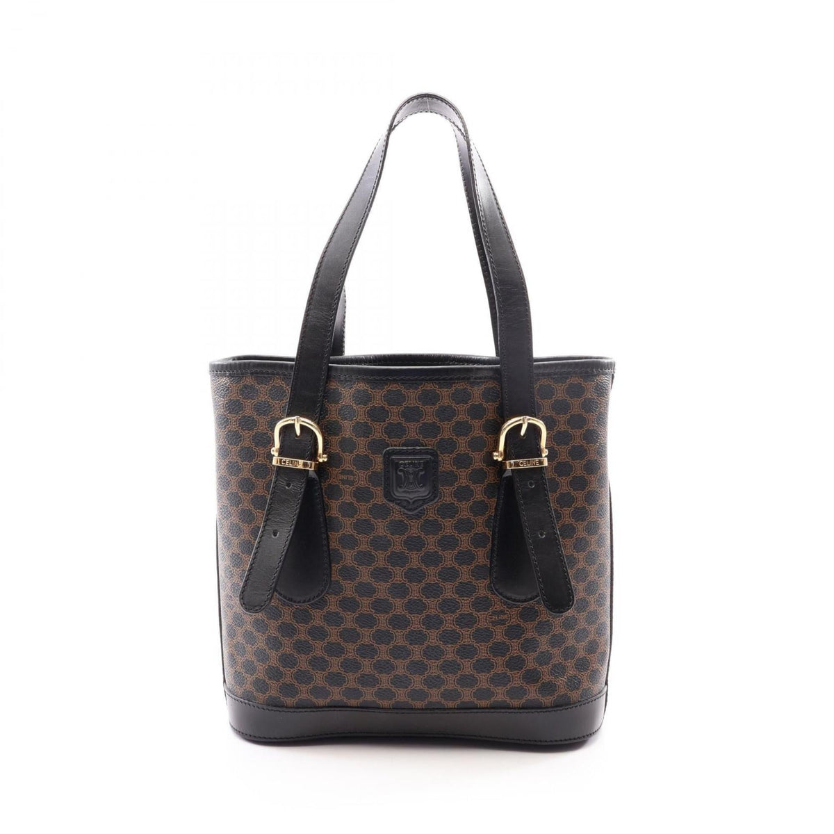 Celine Black Brown Leather Handbag Tote Bag (Pre-Owned)