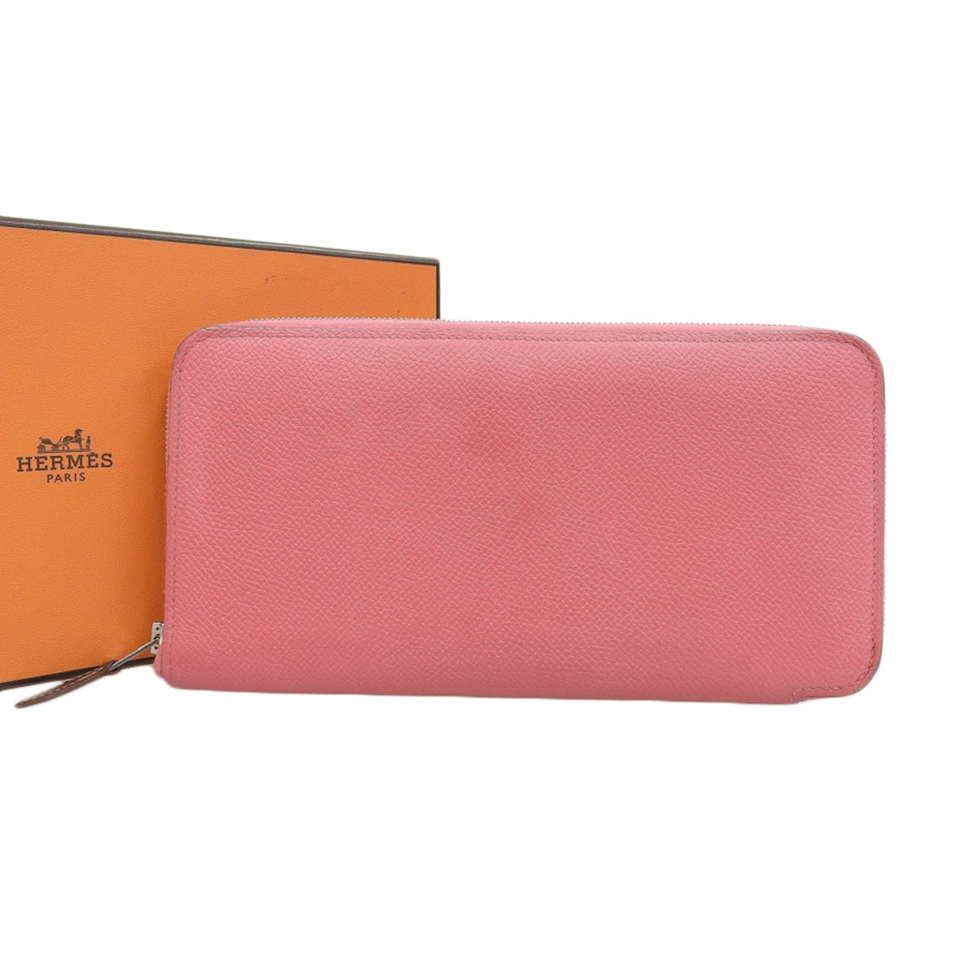 Hermes Silk'in Pink Rose Azalee Epsom Leather Long Wallet (Bi-Fold) (Pre-Owned)
