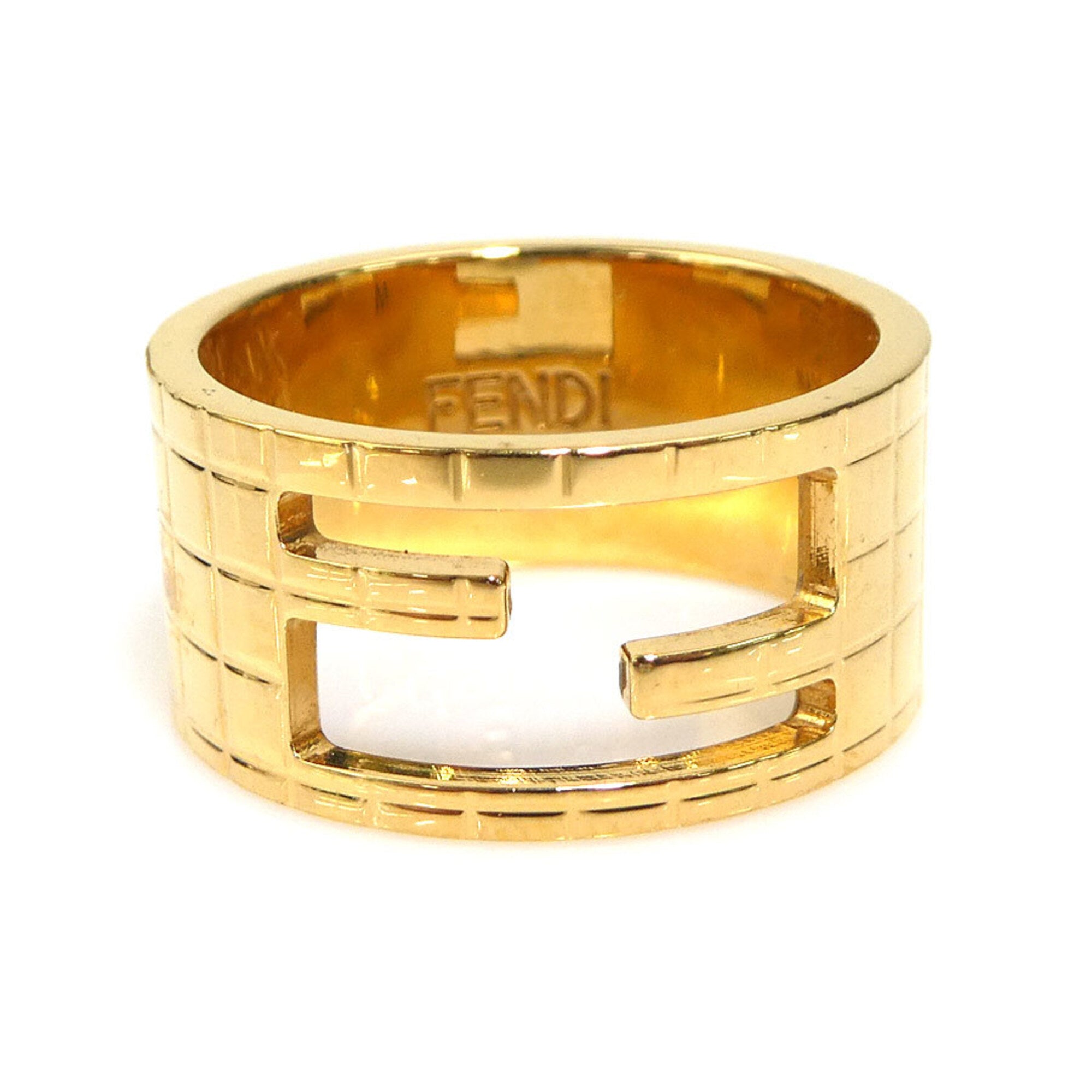 Fendi Gold Metal Band Ring (Pre-Owned)