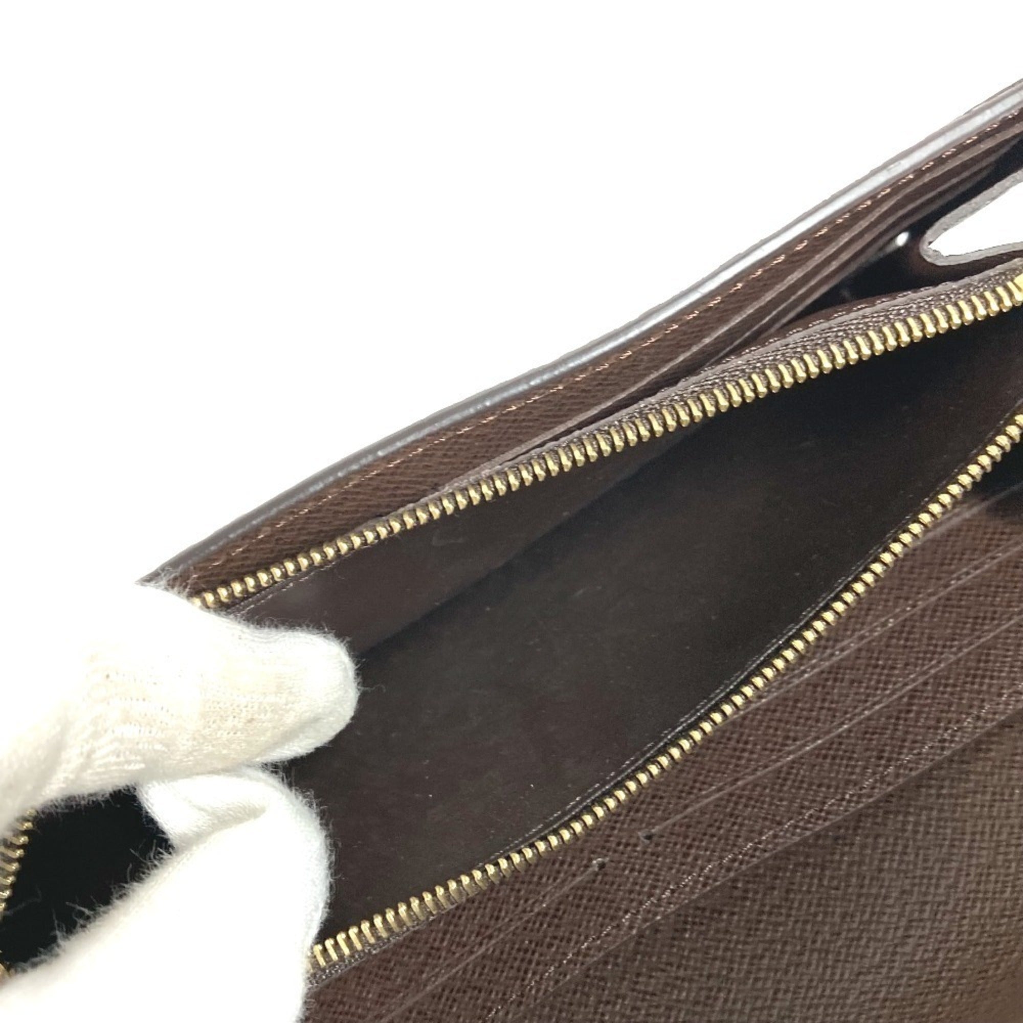 Louis Vuitton Black Brown Damier Canvas Long Wallet (Bi-Fold) (Pre-Owned)
