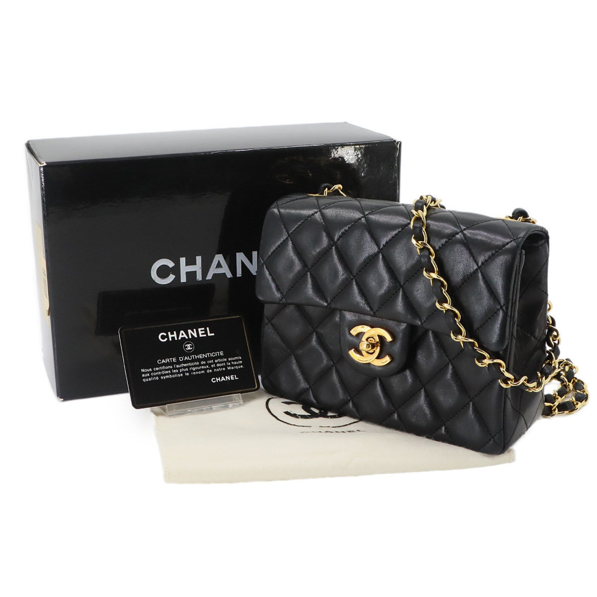 Chanel Black Leather Handbag Shoulder Bag (Pre-Owned)