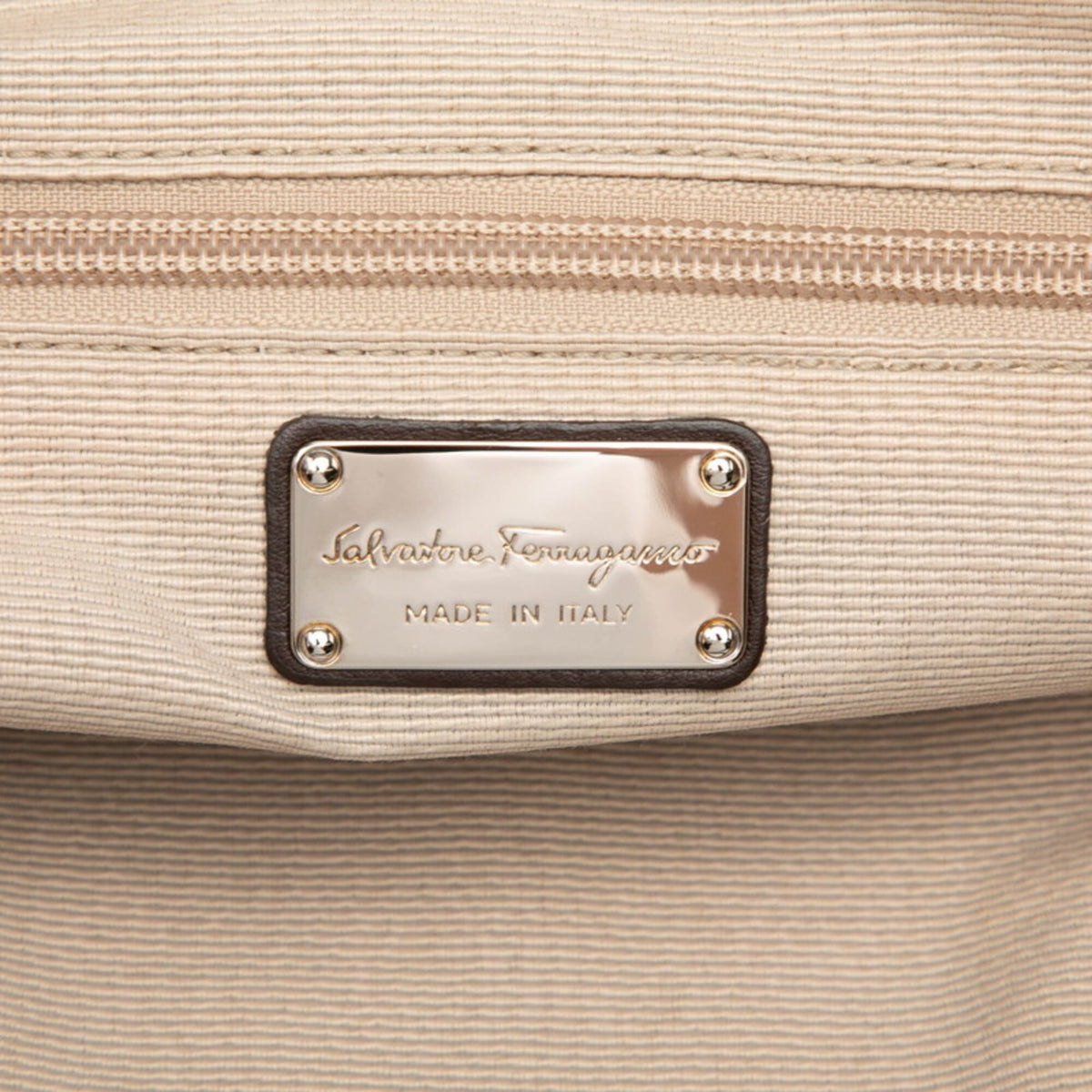 Salvatore Ferragamo Beige Canvas Leather Handbag (Pre-Owned)