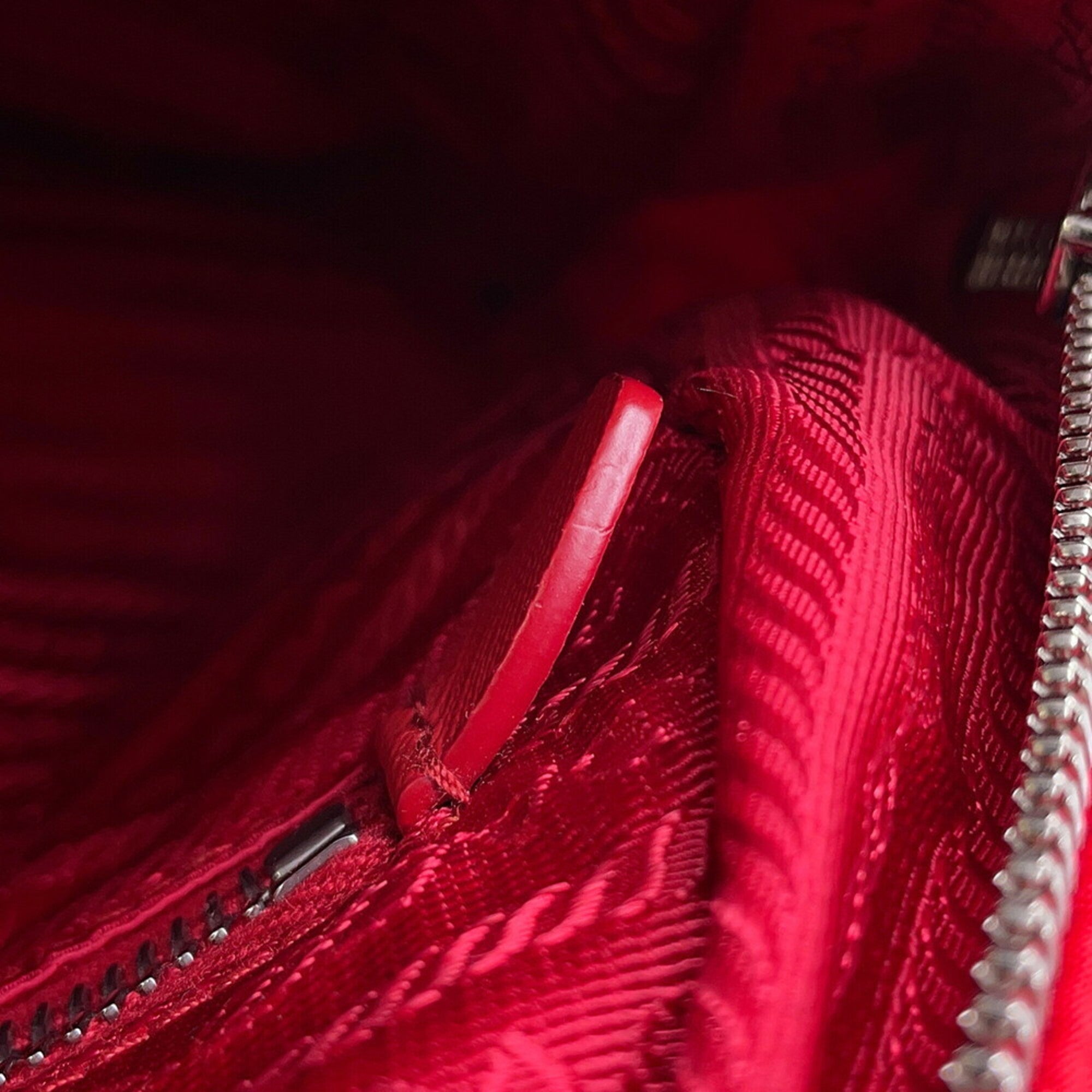 Prada Red Color Nylon Leather Backpack (Pre-Owned)