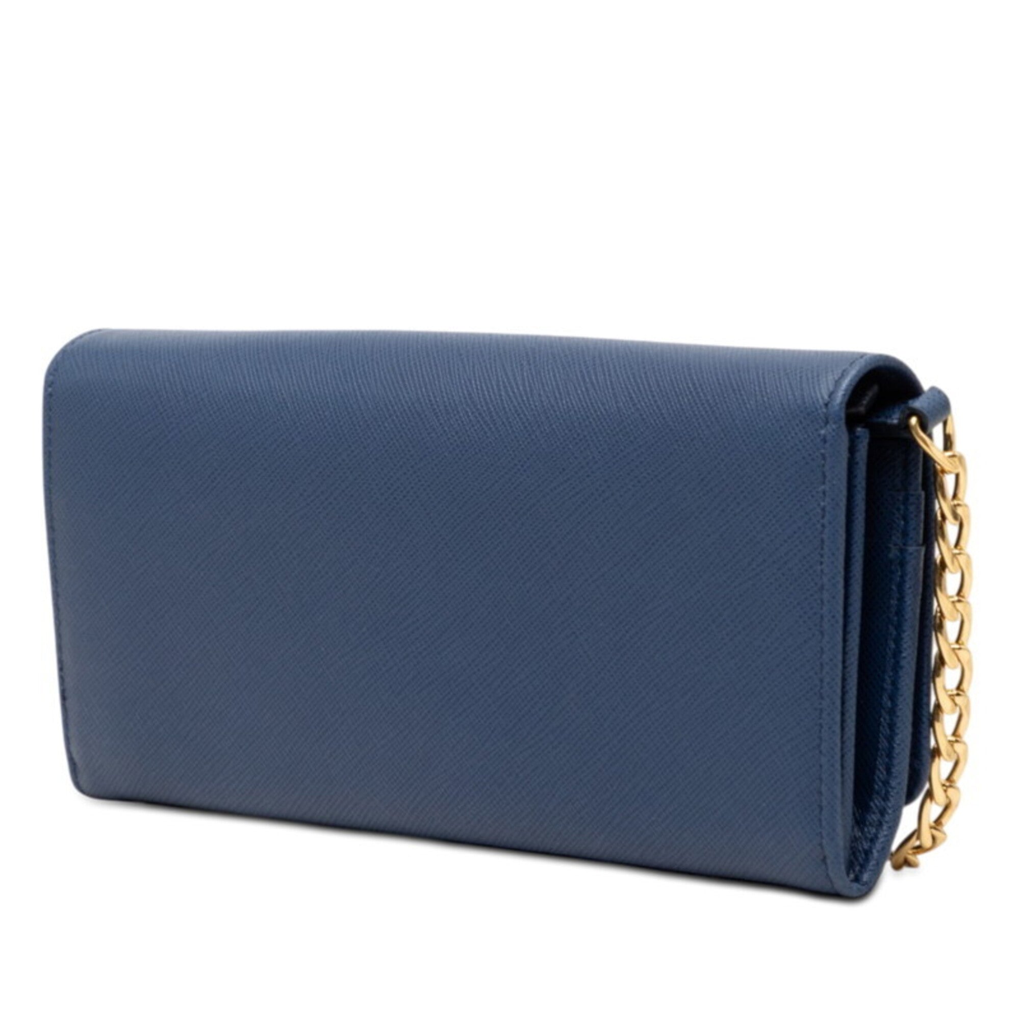 Prada Blue Leather Chain/Shoulder Wallet (Pre-Owned)