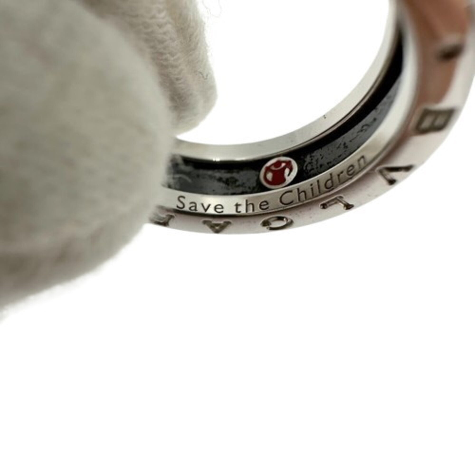 Bvlgari Silver Black Ceramic Silver 925 Band Ring (Pre-Owned)