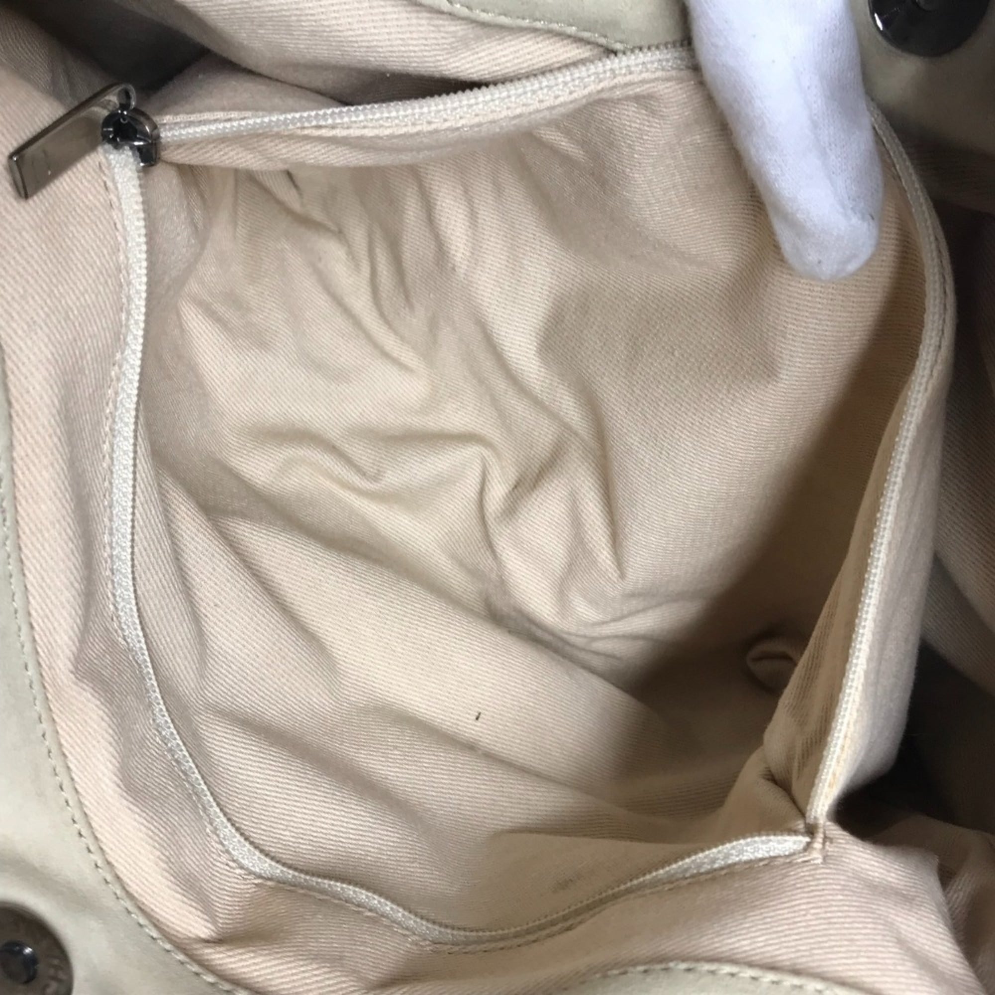 Chanel Beige Canvas Handbag Shoulder Bag (Pre-Owned)