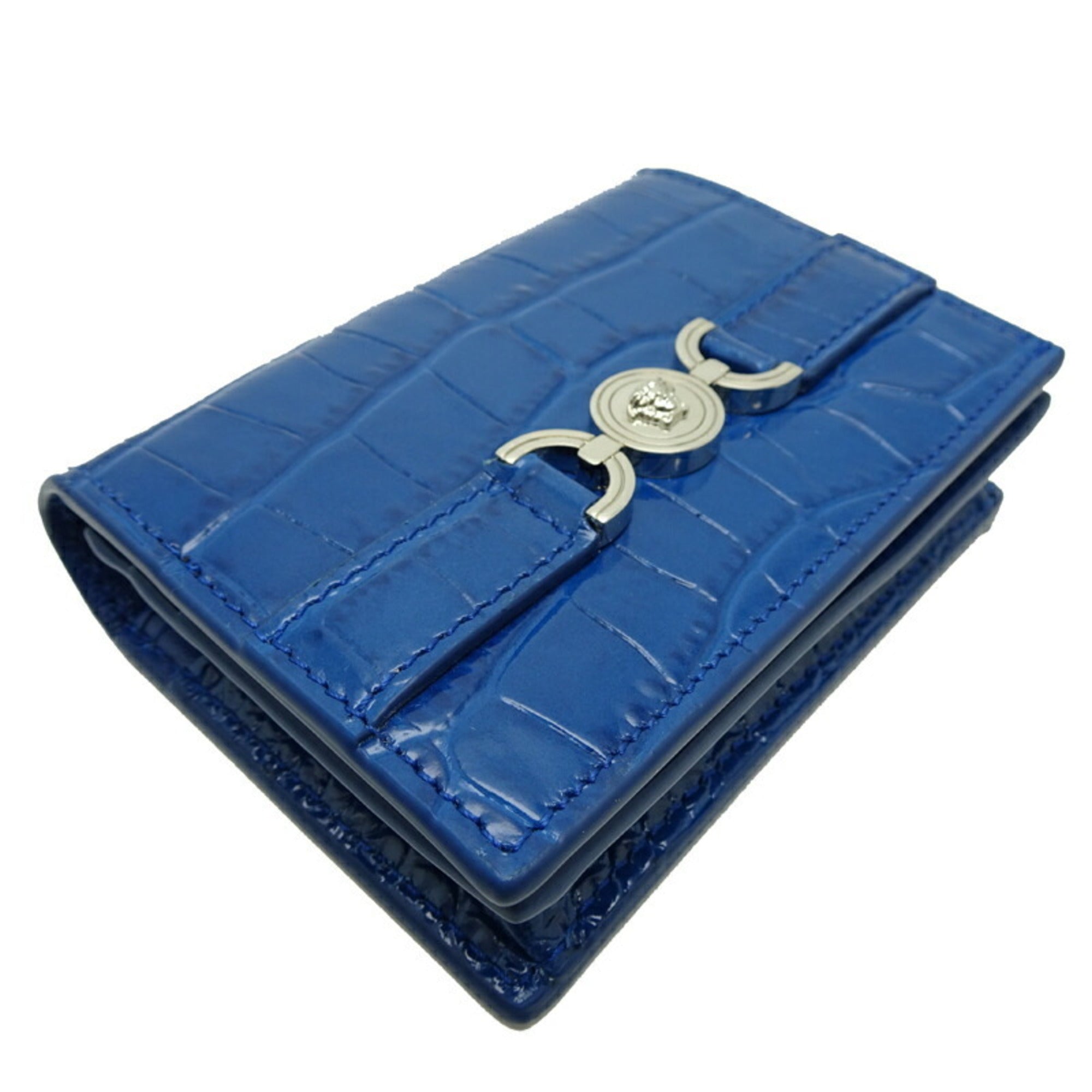 Versace Blue Leather Wallet (Bi-Fold) (Pre-Owned)