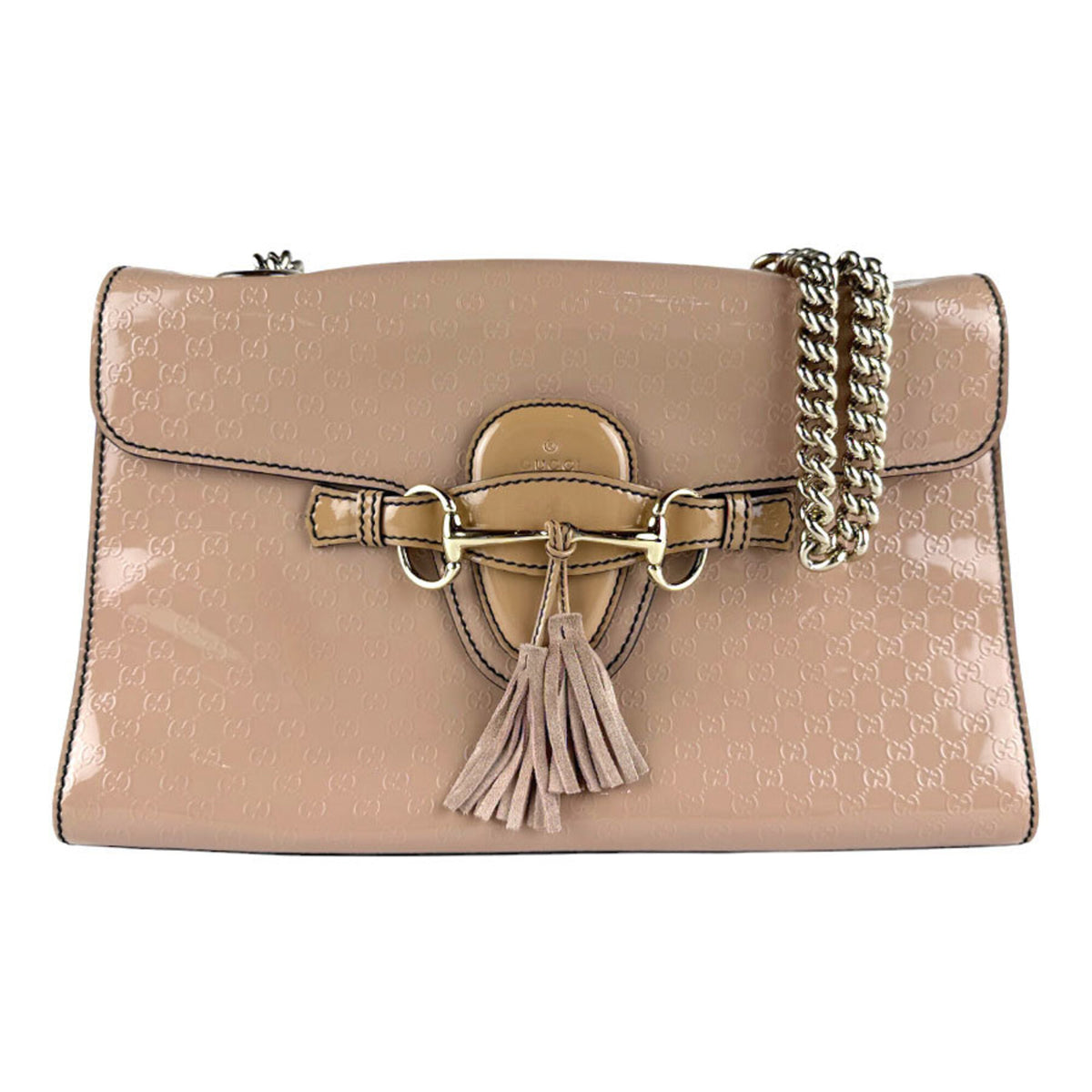 Gucci Pink Beige Patent Leather Shoulder Bag (Pre-Owned)