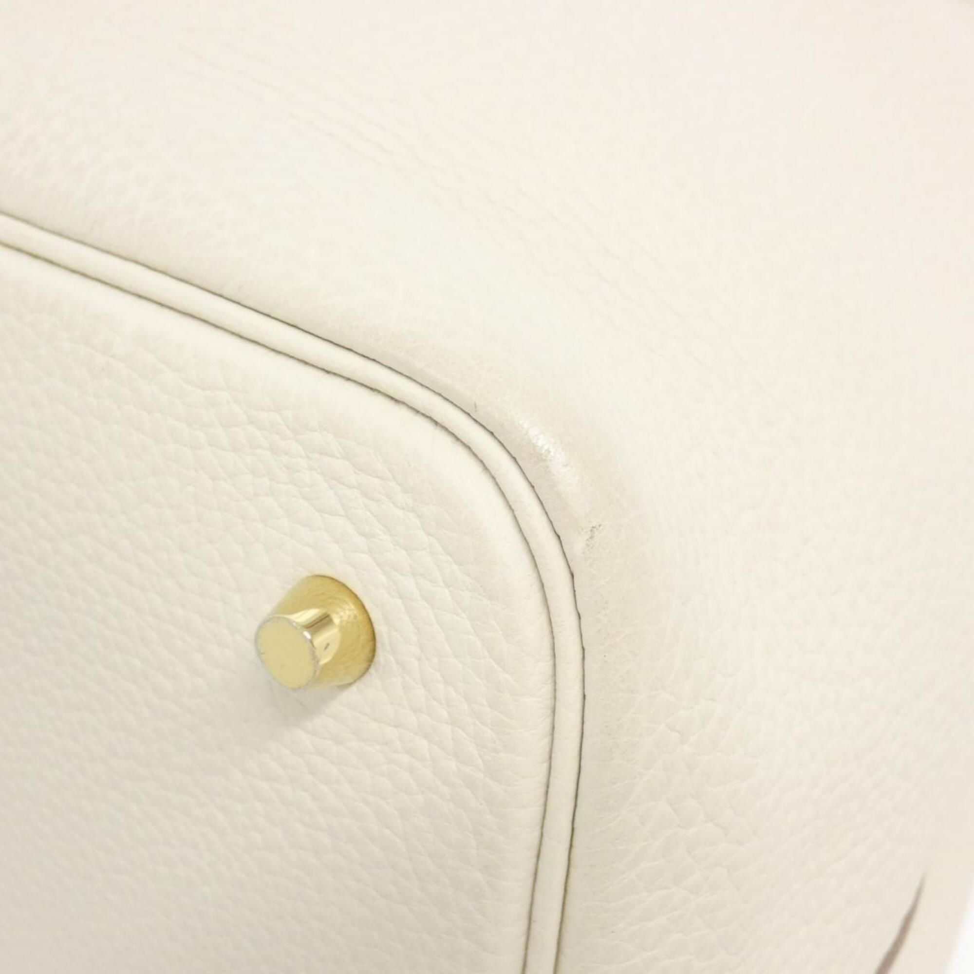Hermes White Taurillon Clemence Leather Handbag (Pre-Owned)
