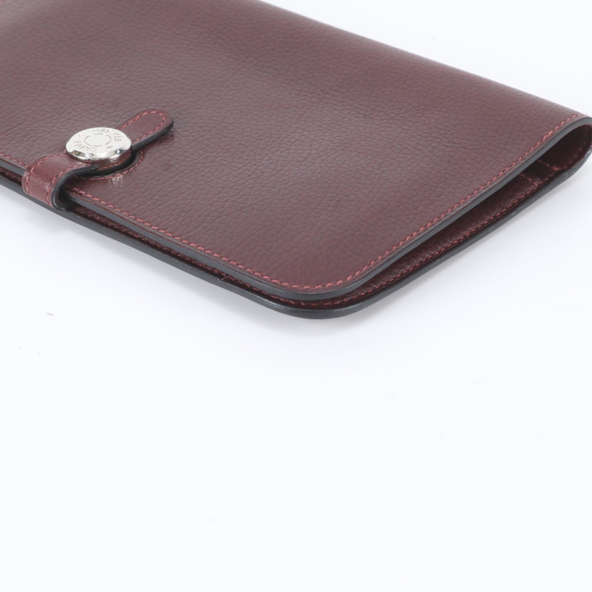 Hermes Red Color Wine Leather Long Wallet (Bi-Fold) (Pre-Owned)