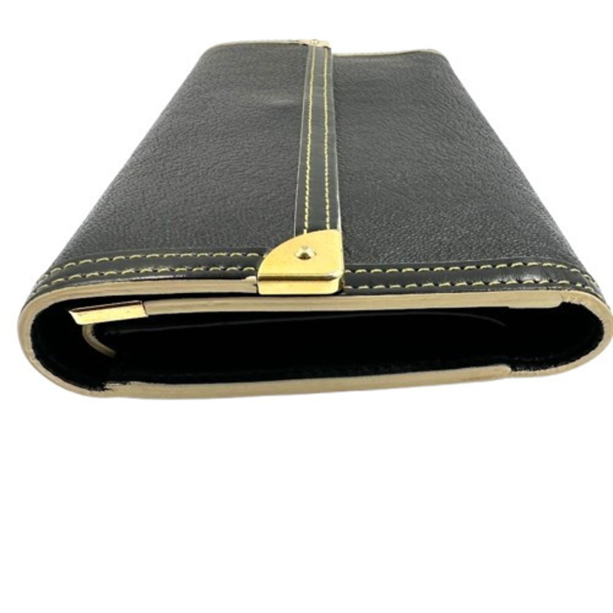 Louis Vuitton Suhali Black Leather Long Wallet (Tri-Fold) (Pre-Owned)