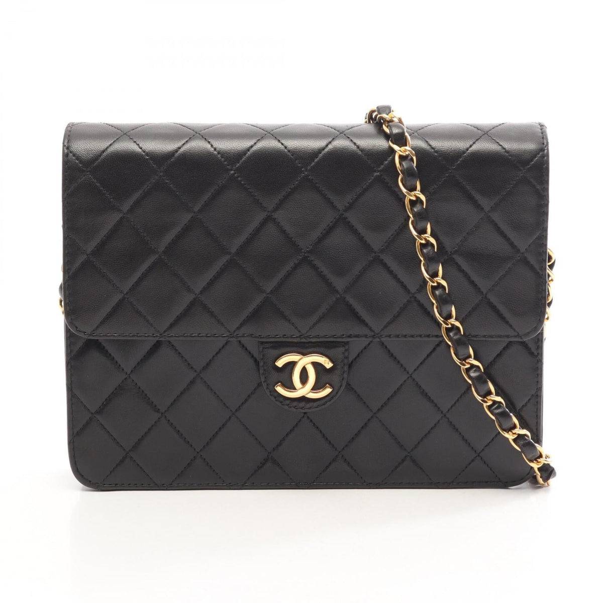 Chanel Black Leather Handbag Shoulder Bag (Pre-Owned)