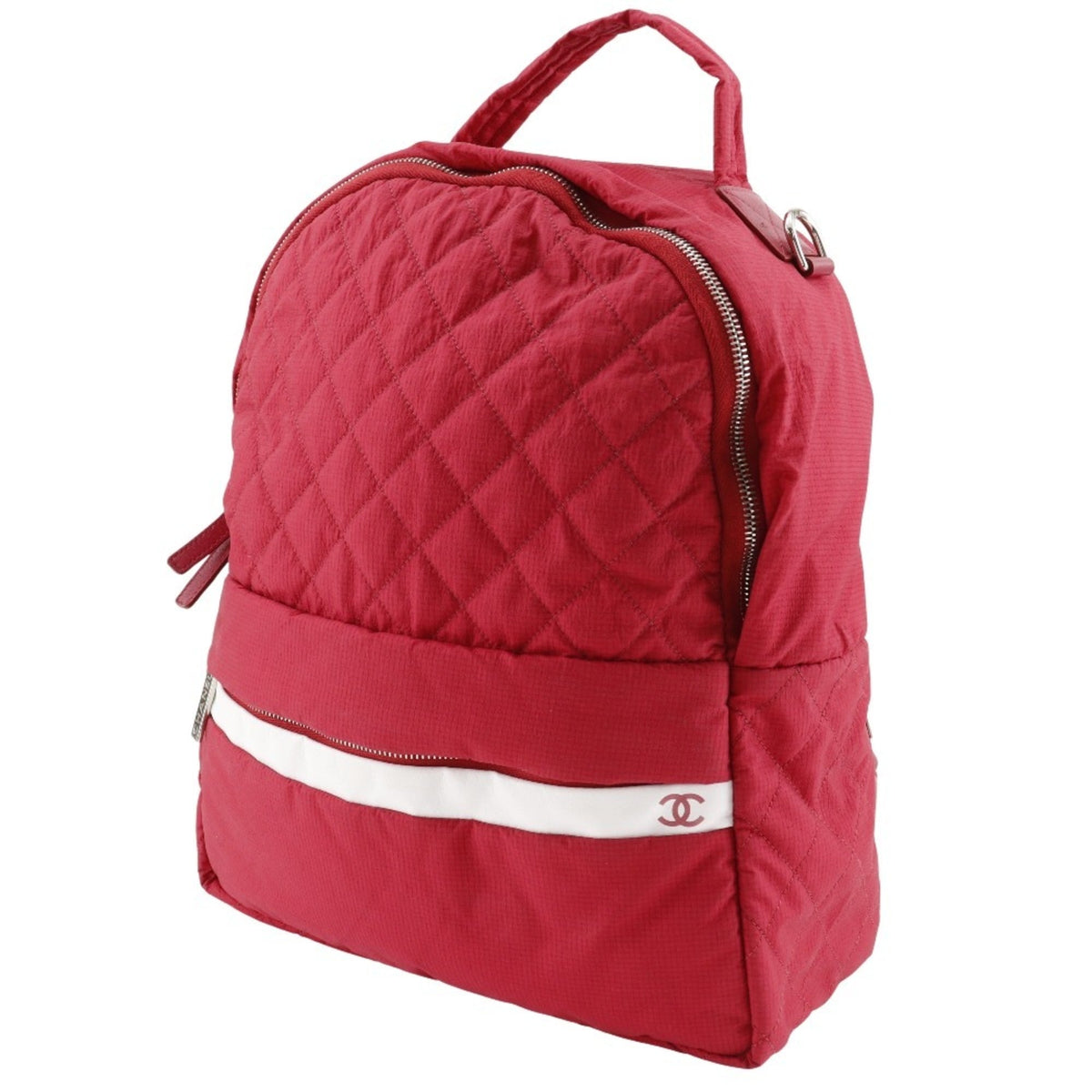 Chanel Red Color Nylon Backpack (Pre-Owned)
