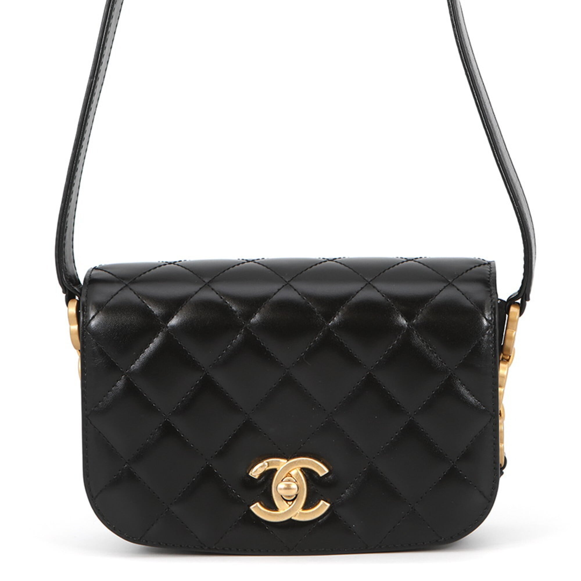 Chanel Black Suede Leather Shoulder Bag (Pre-Owned)