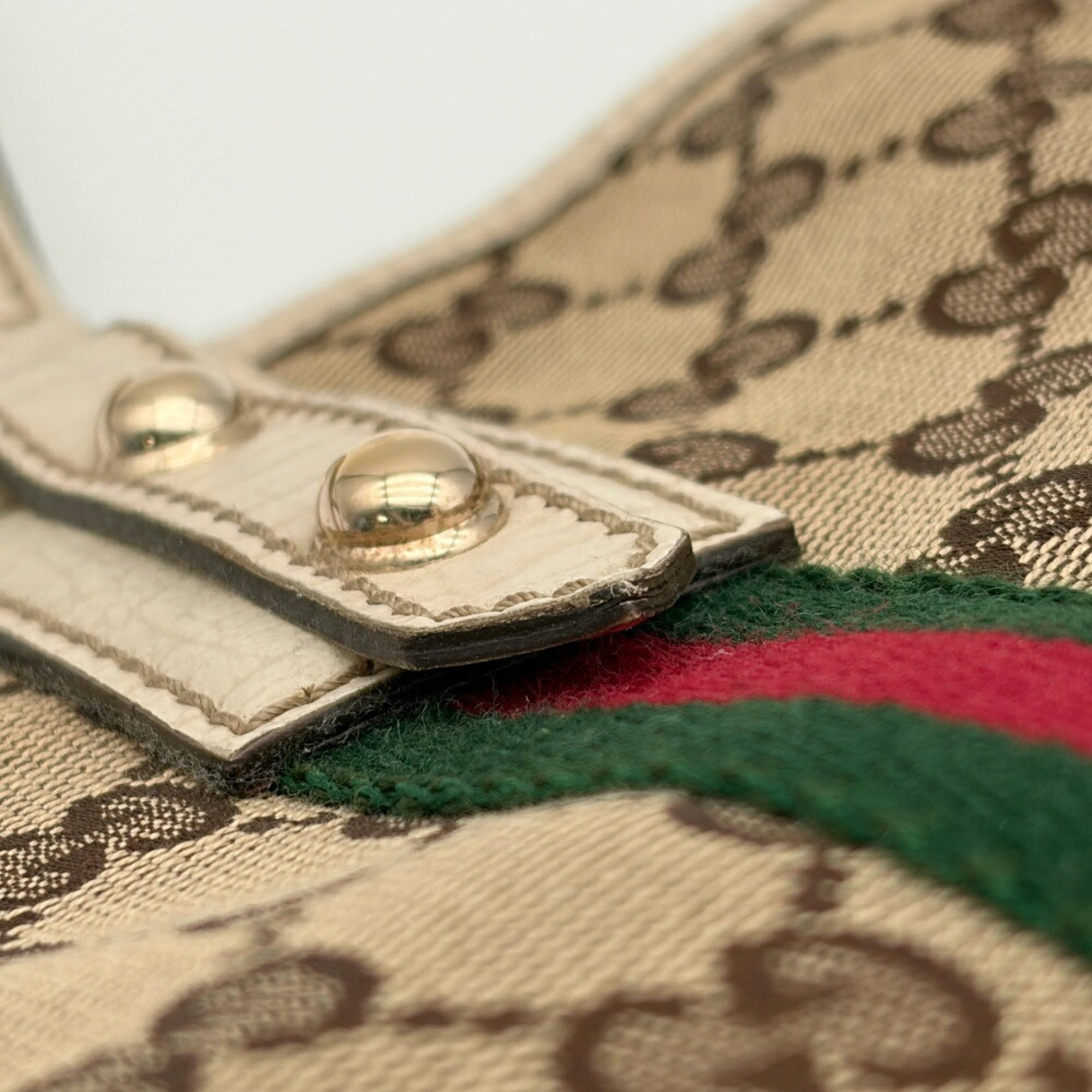 Gucci Ivory Gg Canvas Leather Tote Bag (Pre-Owned)