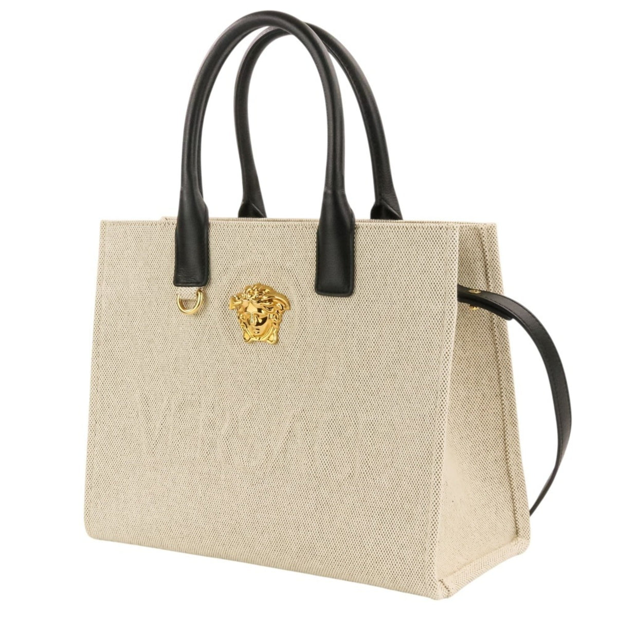 Versace Black Cotton Handbag Tote Bag (Pre-Owned)