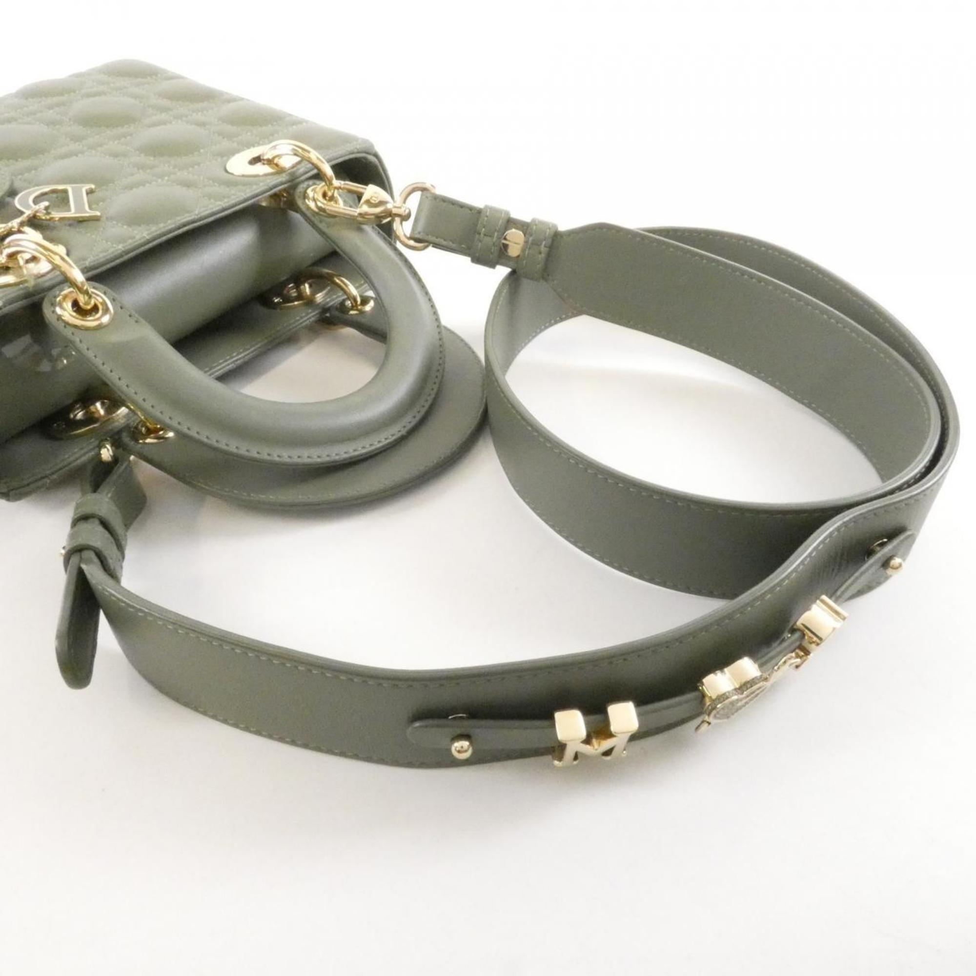 Christian Dior Lady Dior Dark Green Leather Handbag (Pre-Owned)