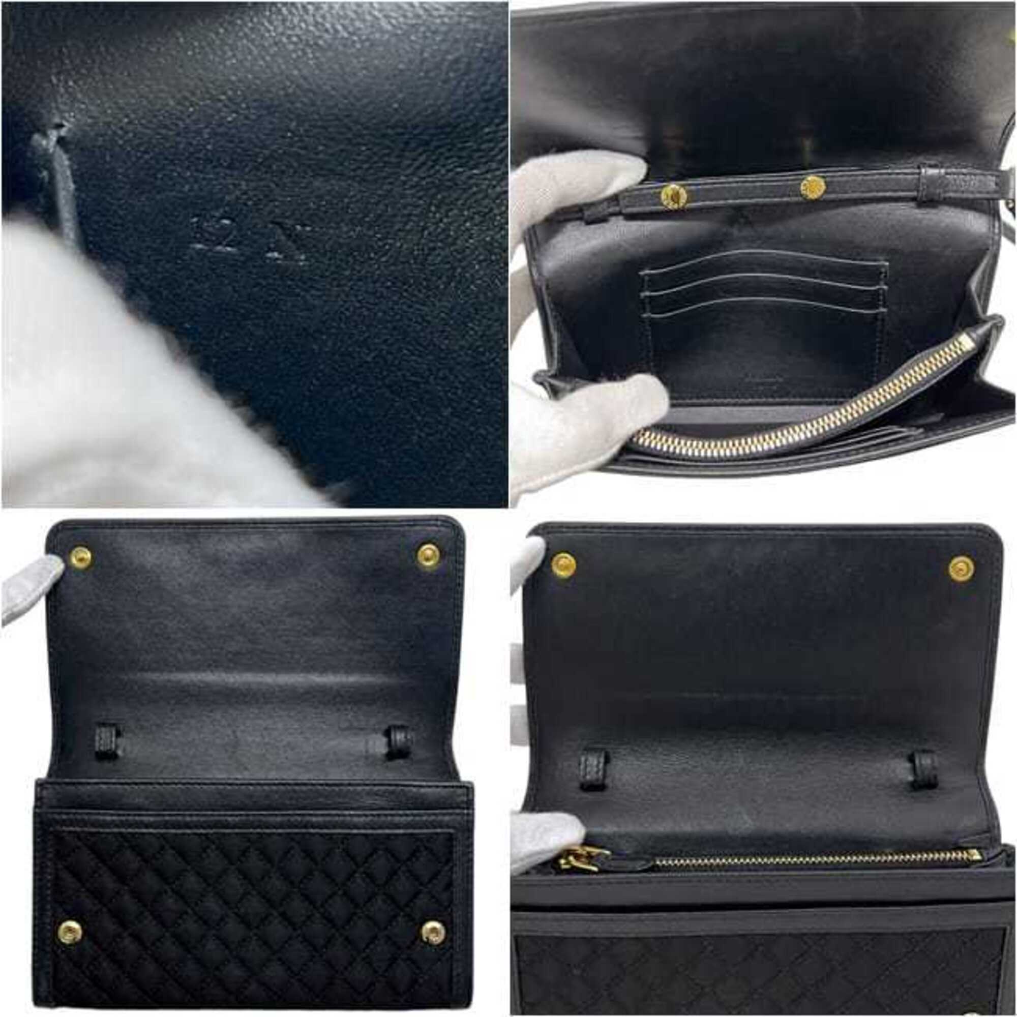 Prada Black Nero Nylon Leather Quilting Chain/Shoulder Wallet (Pre-Owned)