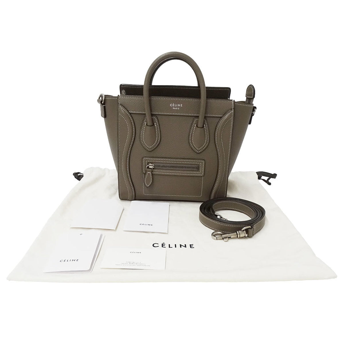 Celine Grayish Leather Handbag Shoulder Bag (Pre-Owned)
