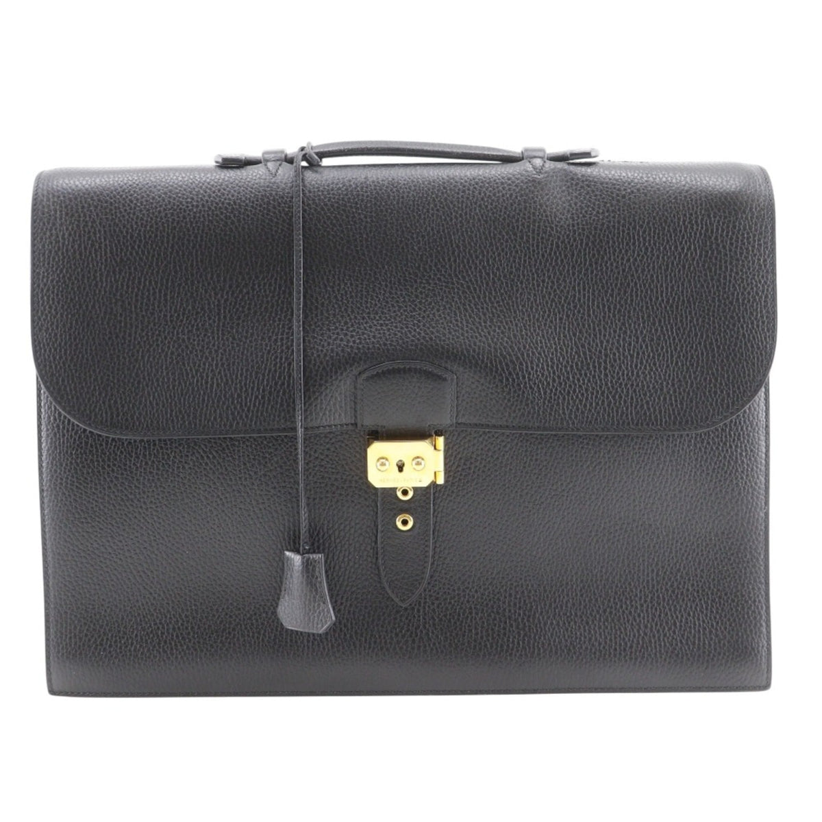 Hermes Sac A Depeche Black Fjord Leather Briefcase (Pre-Owned)