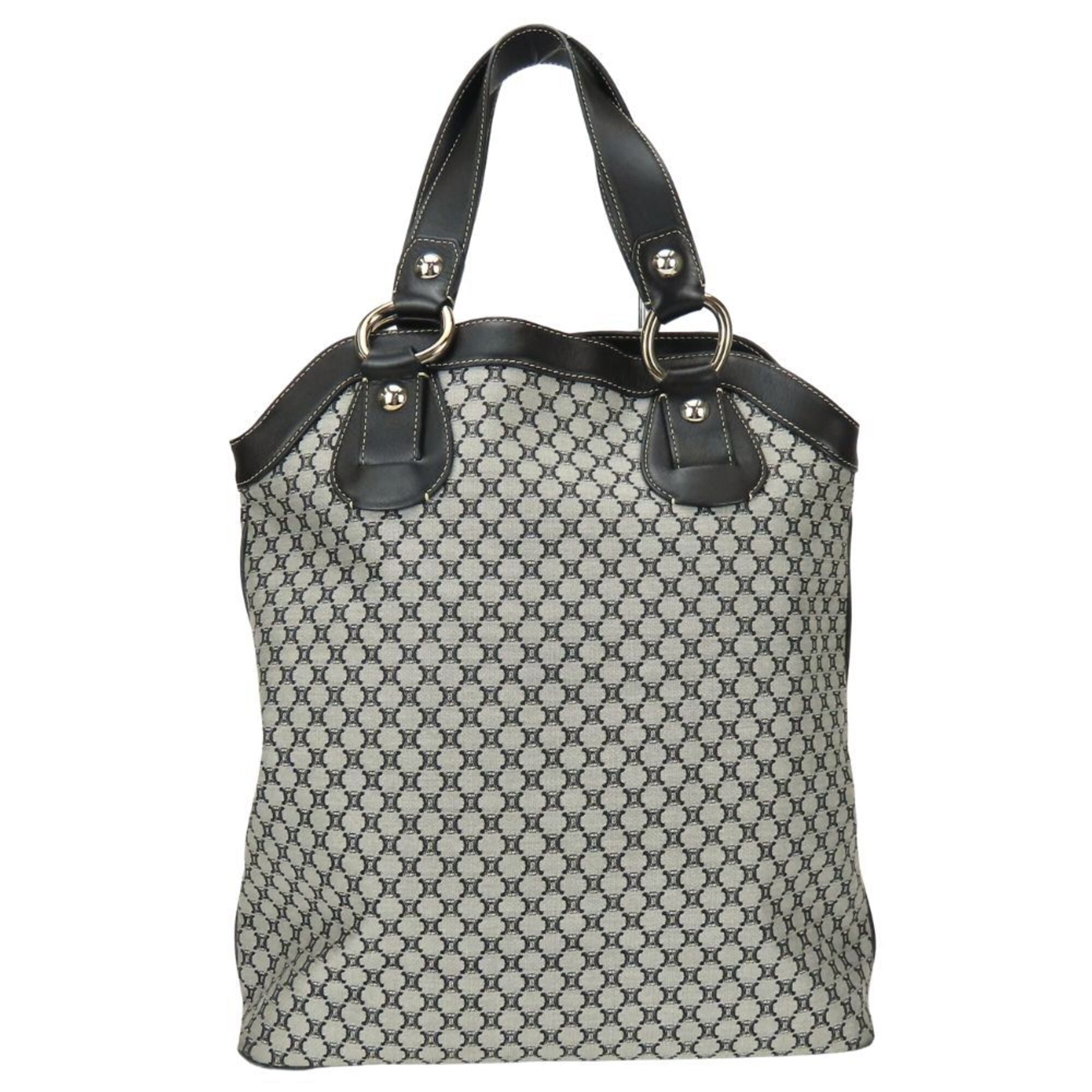 Celine Macadam Black Gray Canvas Leather Tote Bag (Pre-Owned)