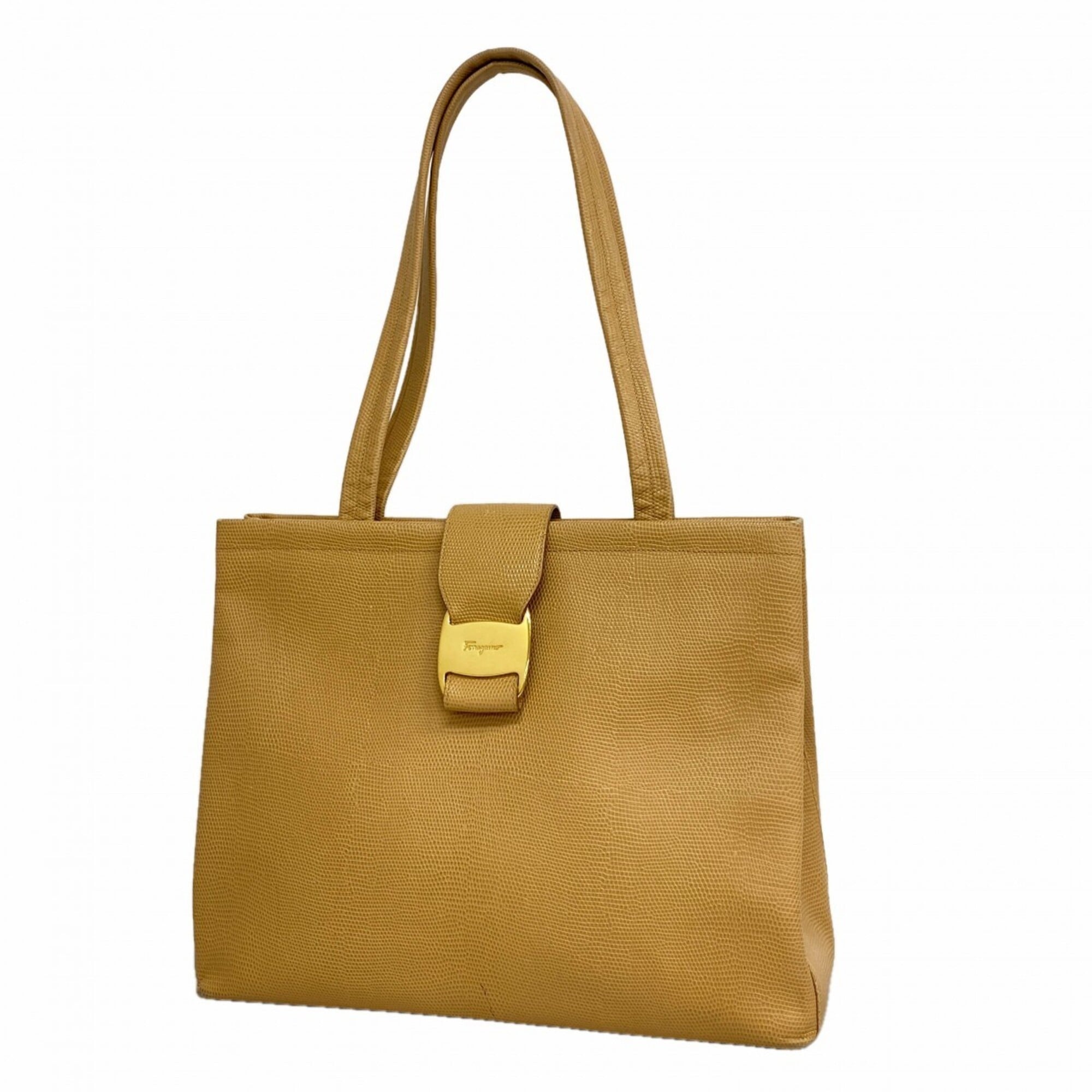 Salvatore Ferragamo Beige Leather Tote Bag (Pre-Owned)