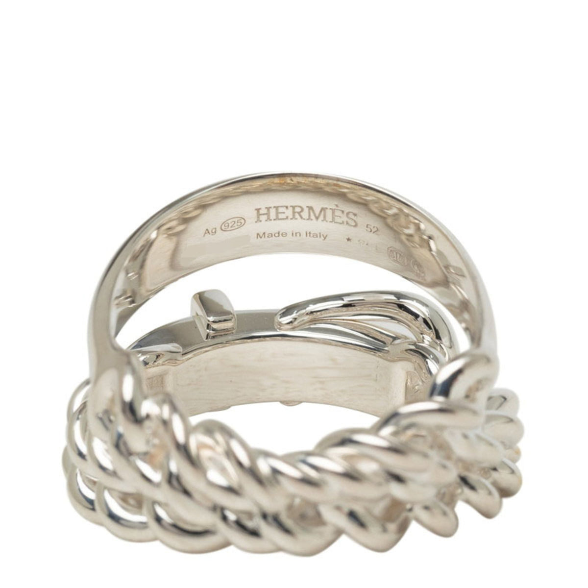 Hermes Silver 925 Band Ring (Pre-Owned)