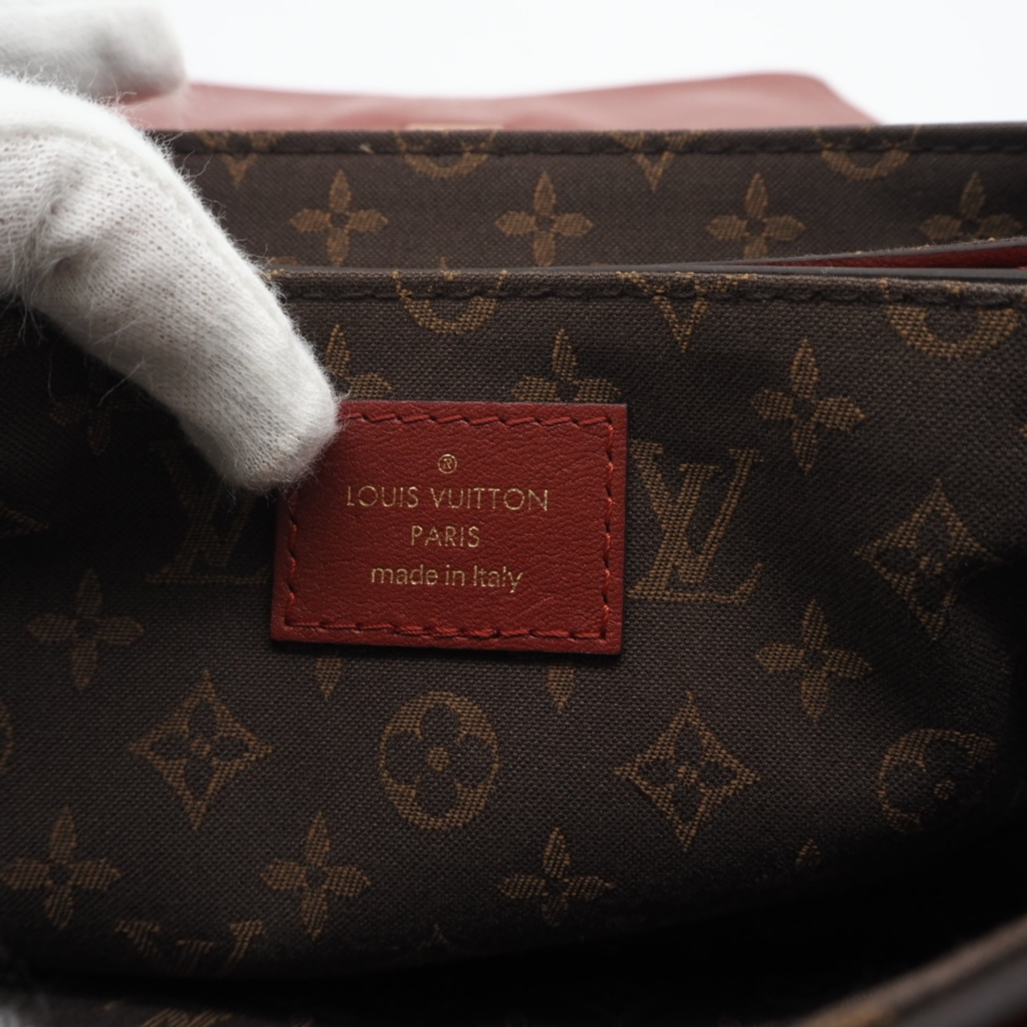 Louis Vuitton Brown Red Color Canvas Leather Shoulder Bag (Pre-Owned)