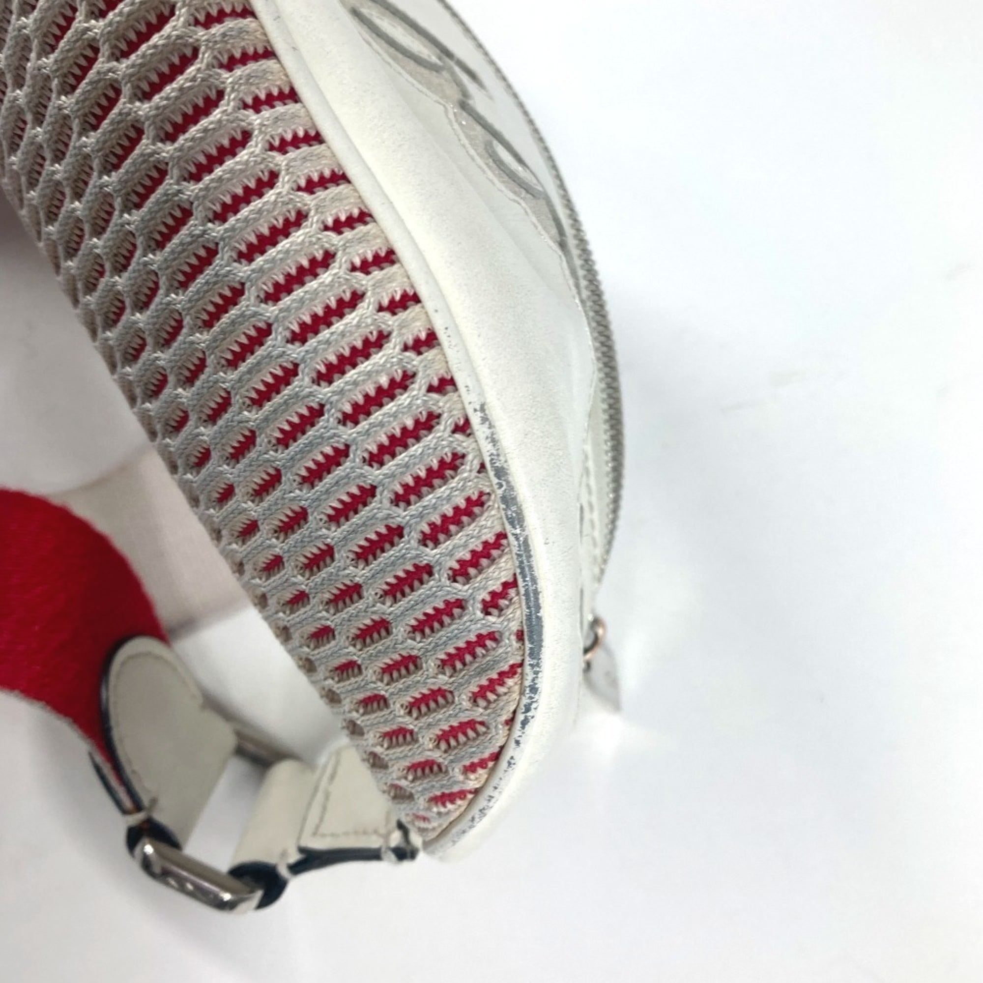 Christian Louboutin Red Color White Leather Shoulder Bag Sling Bag (Pre-Owned)