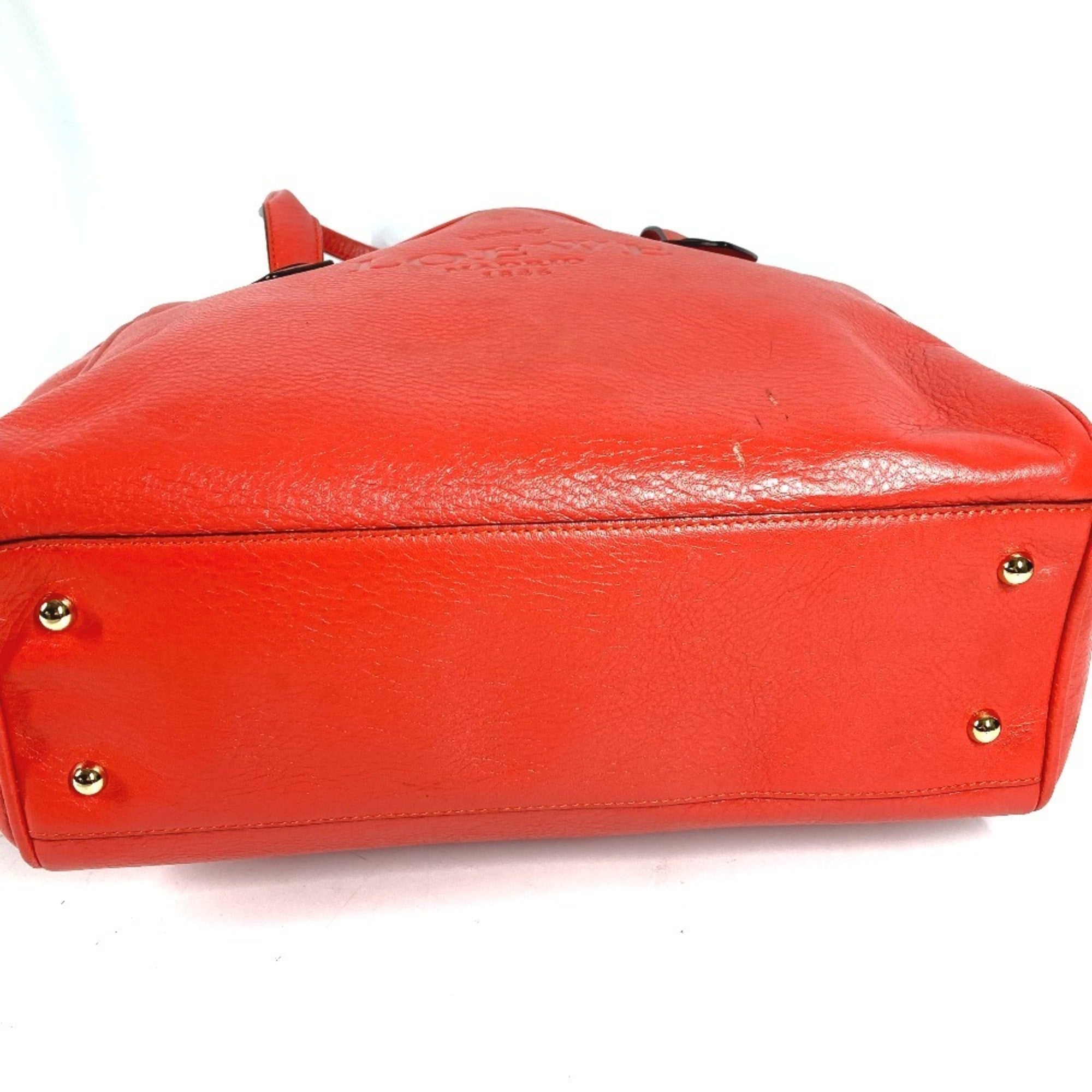 Loewe Orange Red Leather Shoulder Bag Tote Bag (Pre-Owned)