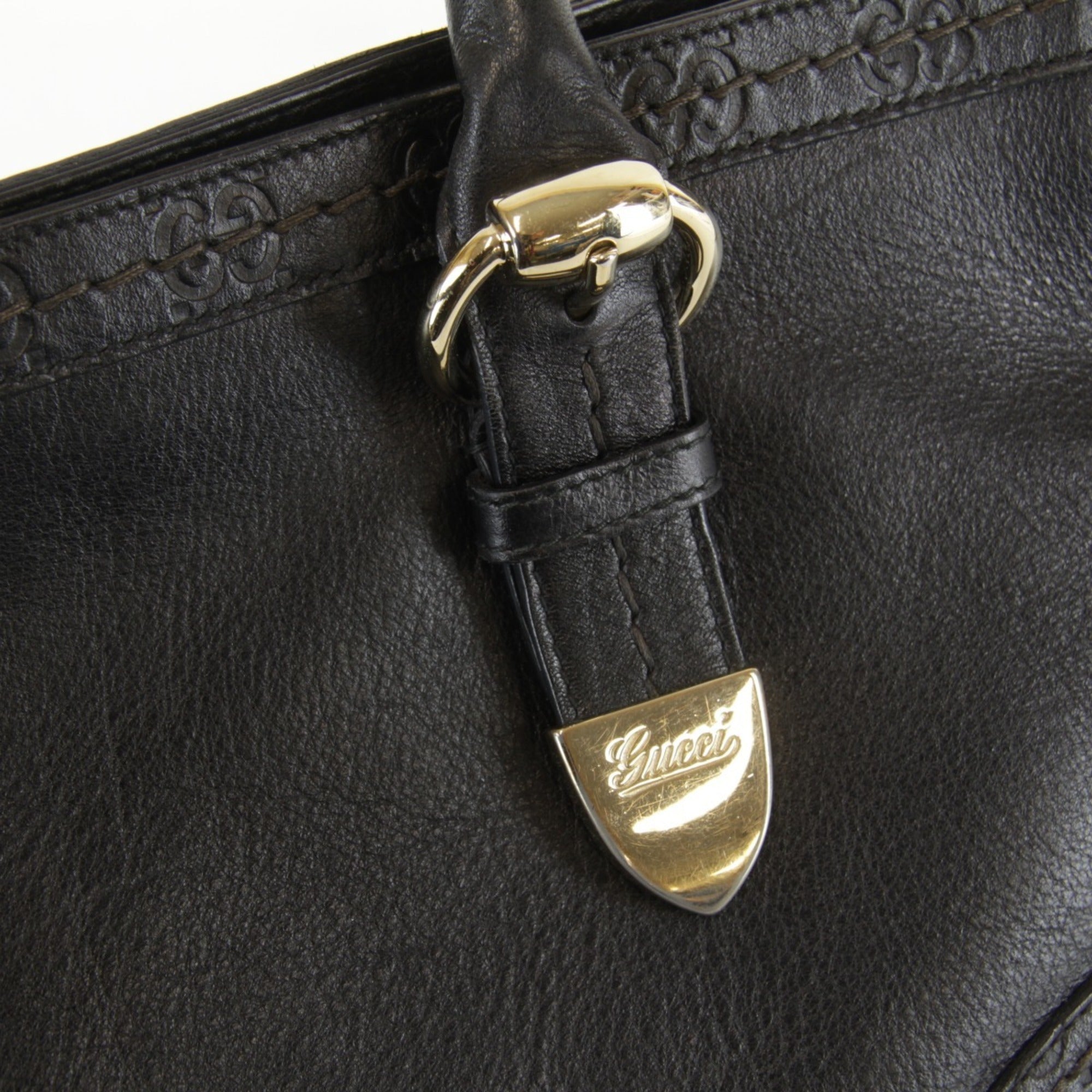 Gucci Guccissima Black Gg Leather Leather Tote Bag (Pre-Owned)