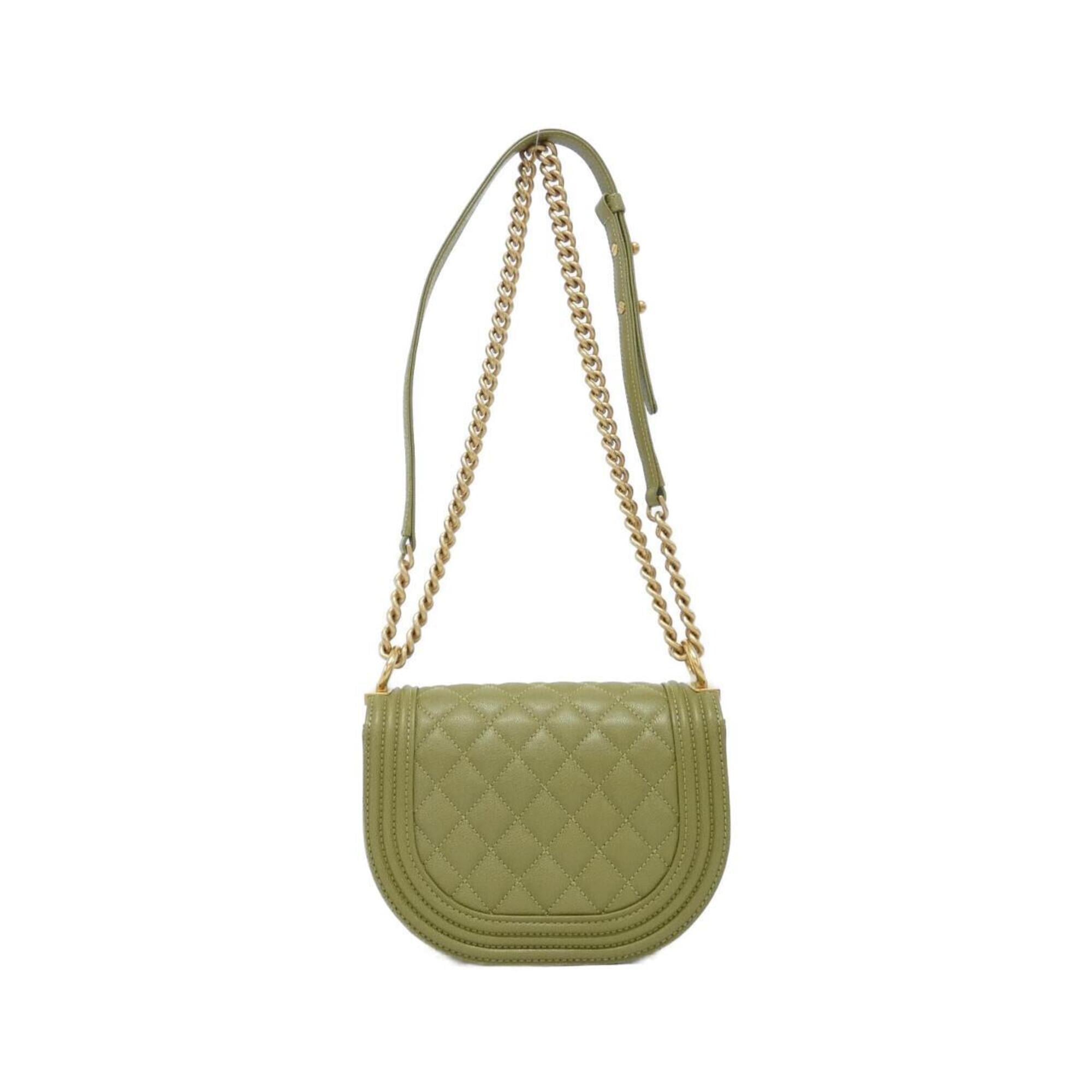Chanel Khaki Grained Calfskin Shoulder Bag (Pre-Owned)
