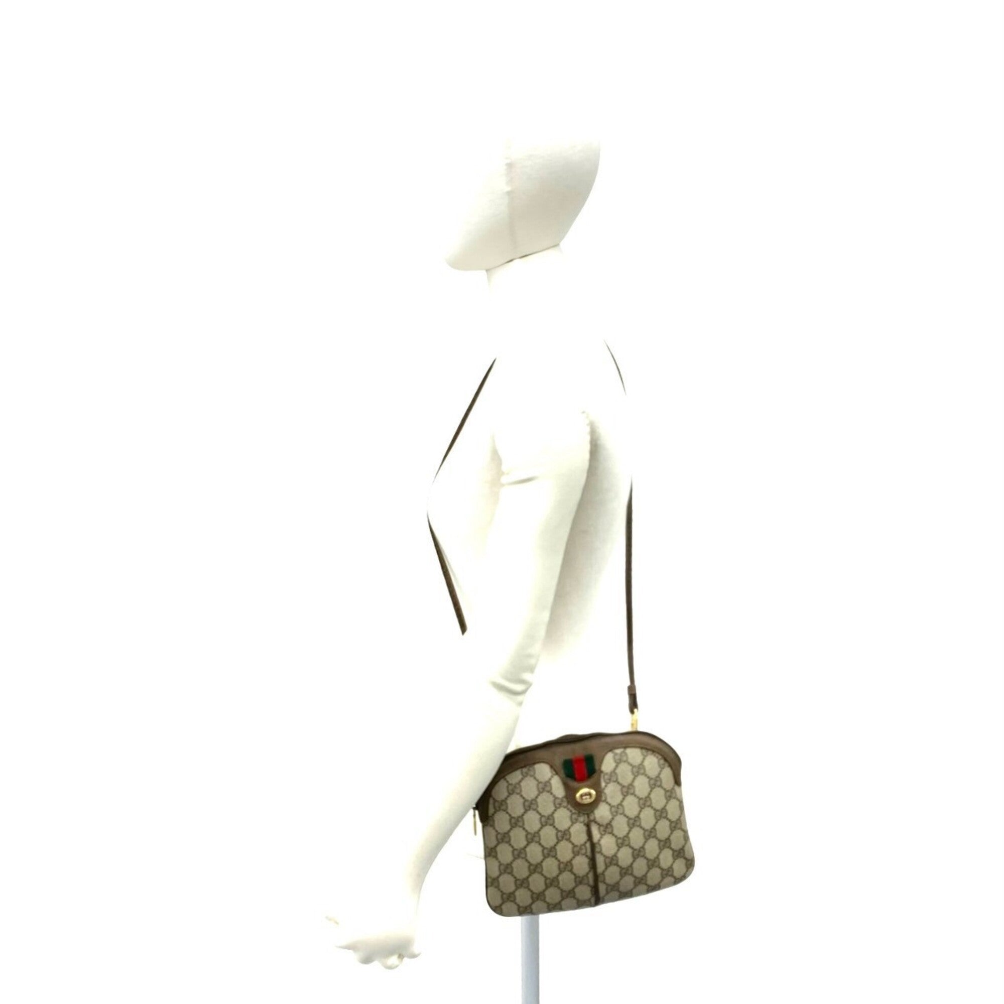 Gucci Brown Green Red Color Leather Pvc Pochette Shoulder Bag (Pre-Owned)