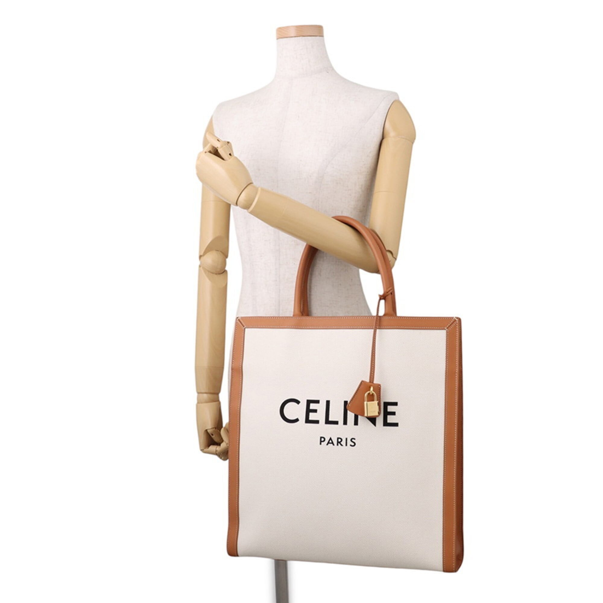 Celine Beige Camel Canvas Leather Tote Bag (Pre-Owned)