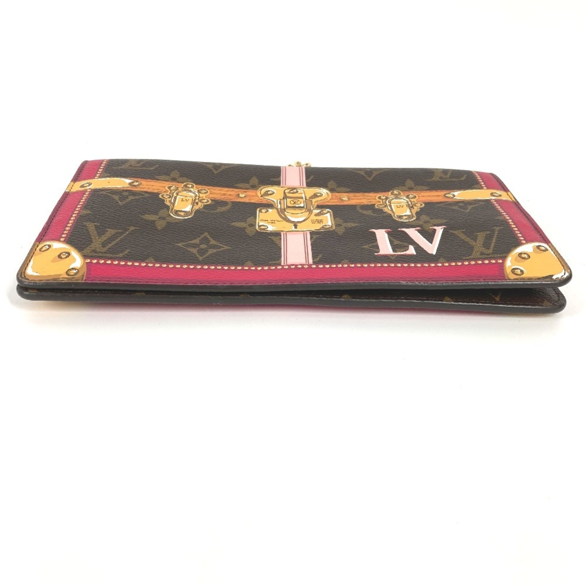 Louis Vuitton Brown Pink Monogram Clutch Bag Pochette Shoulder Bag (Pre-Owned)