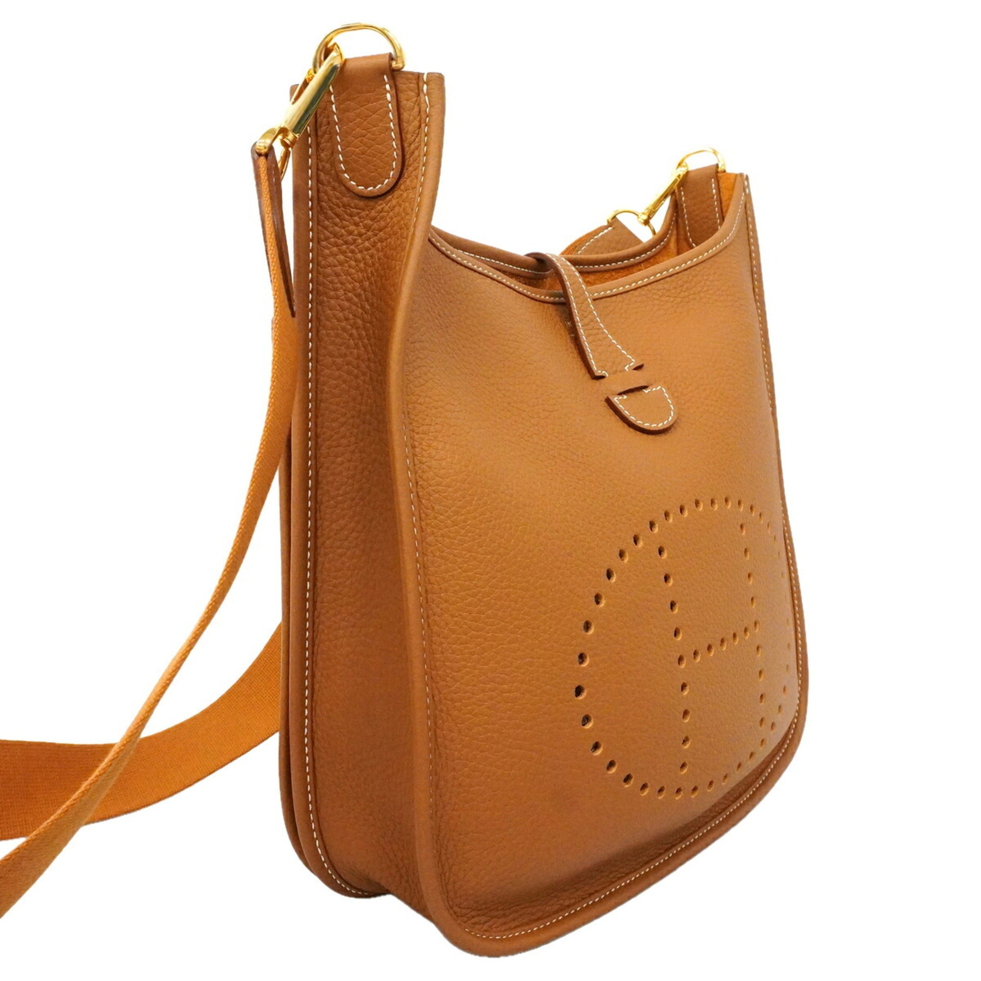 Hermes Gold Taurillon Clemence Leather Shoulder Bag (Pre-Owned)
