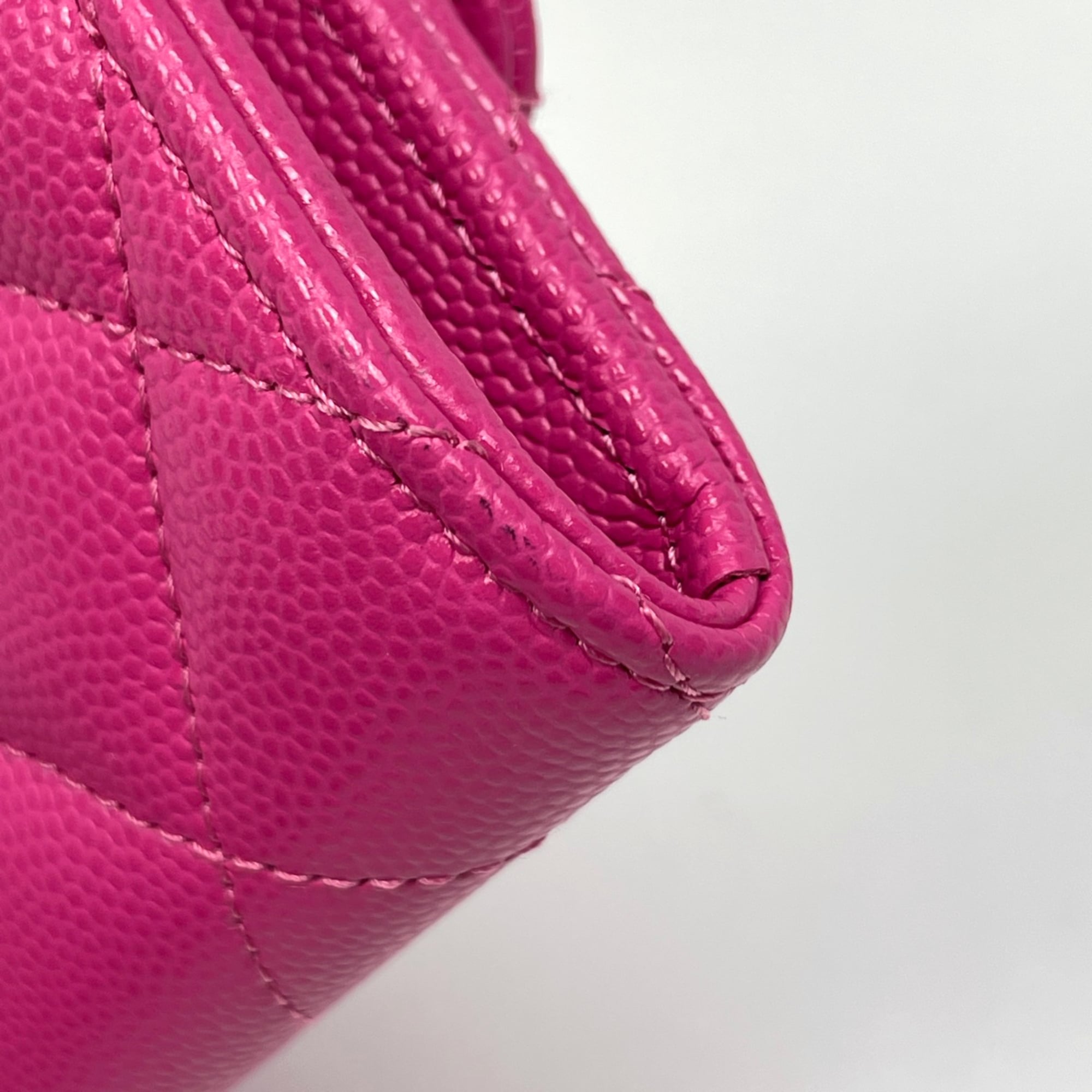 Chanel Pink Grained Calfskin Long Wallet (Bi-Fold) (Pre-Owned)