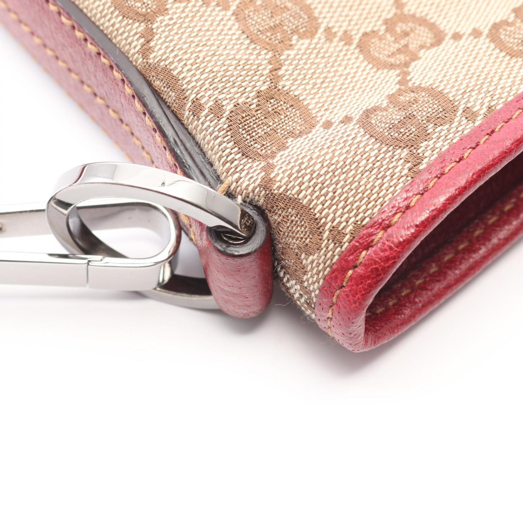 Gucci Beige Bordeaux Canvas Leather Handbag Shoulder Bag (Pre-Owned)